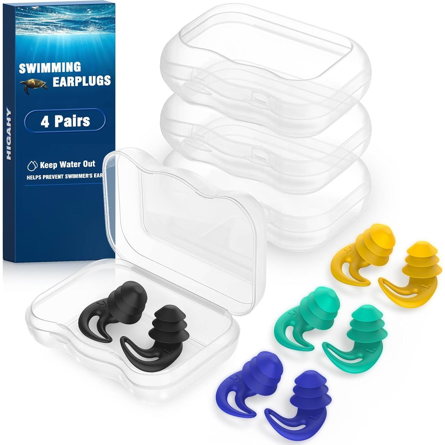 Tapones de Oído Impermeables HIGAHY - 4 Pares Silicona Reutilizables