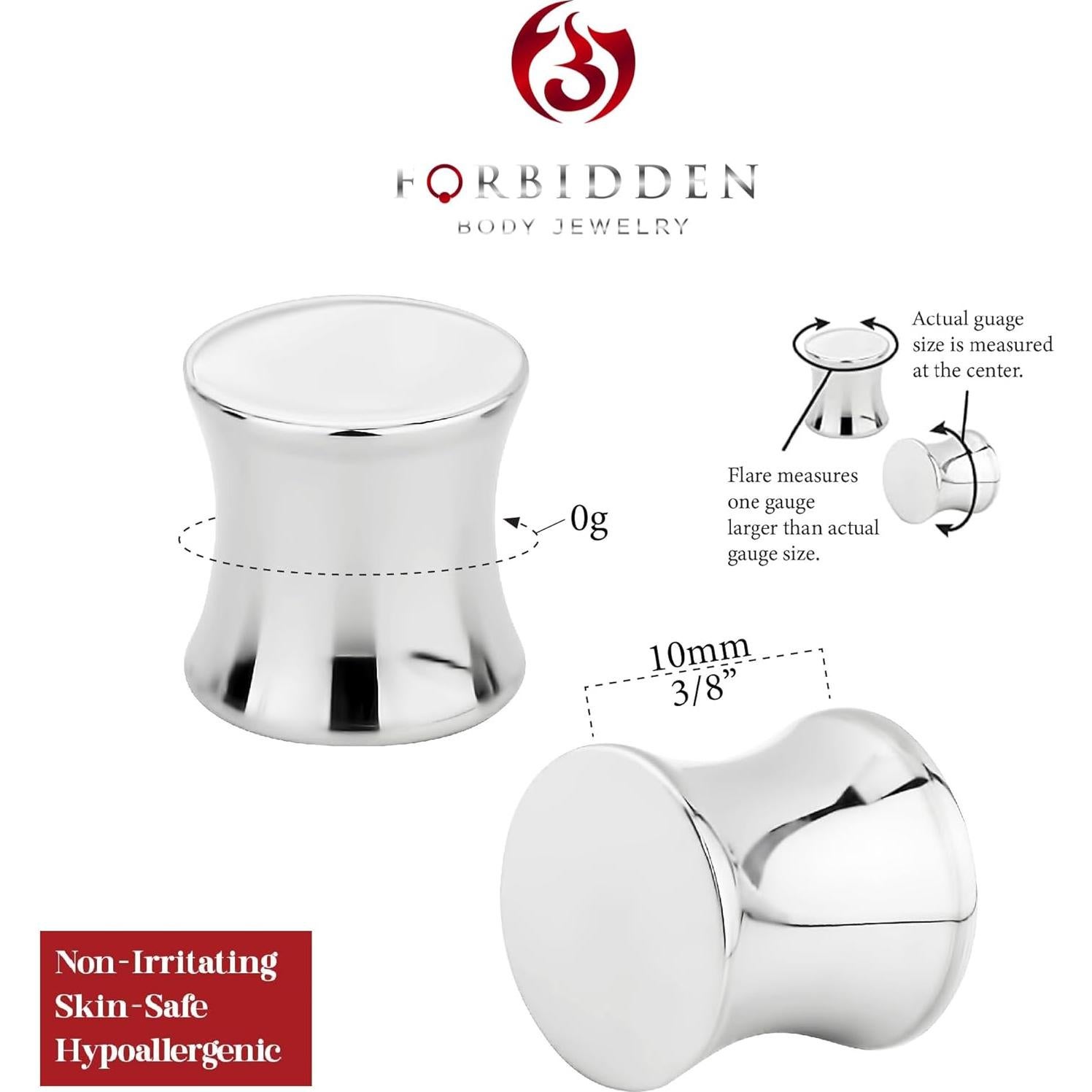 Tapones de Acero Quirúrgico 316L Joyas Corporales Prohibidas 8mm