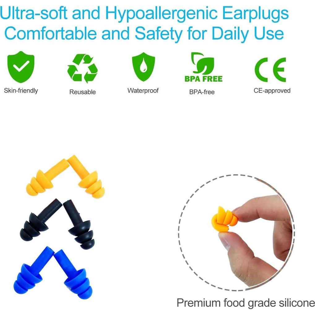 Tapones de Silicona Reutilizables AXBUS - 12 Pares NRR 32dB