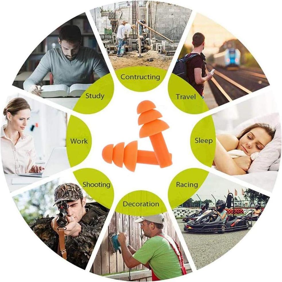 Tapones de Silicona Reutilizables AXBUS - 12 Pares NRR 32dB