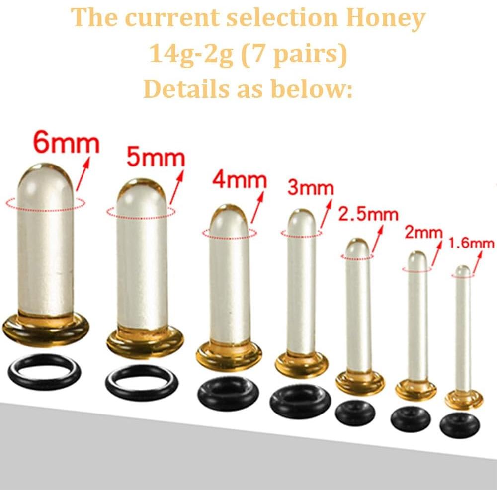 Kit de Estiramiento de Orejas BOKABOO 14G-2G Vidrio 24 Piezas