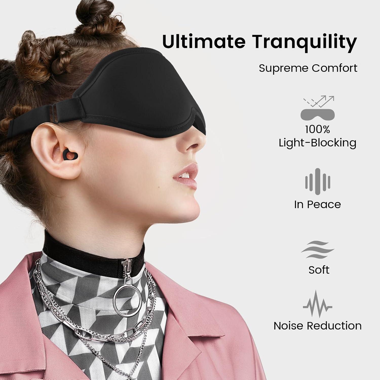 Conjunto de Tapones para Oídos y Máscara para Dormir Audree - Silicona y Bloqueo de Luz