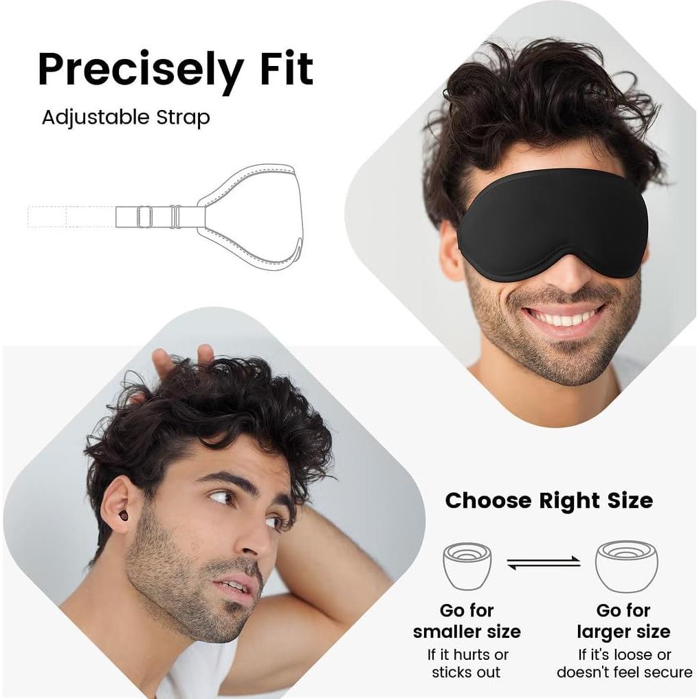 Conjunto de Tapones para Oídos y Máscara para Dormir Audree - Silicona y Bloqueo de Luz