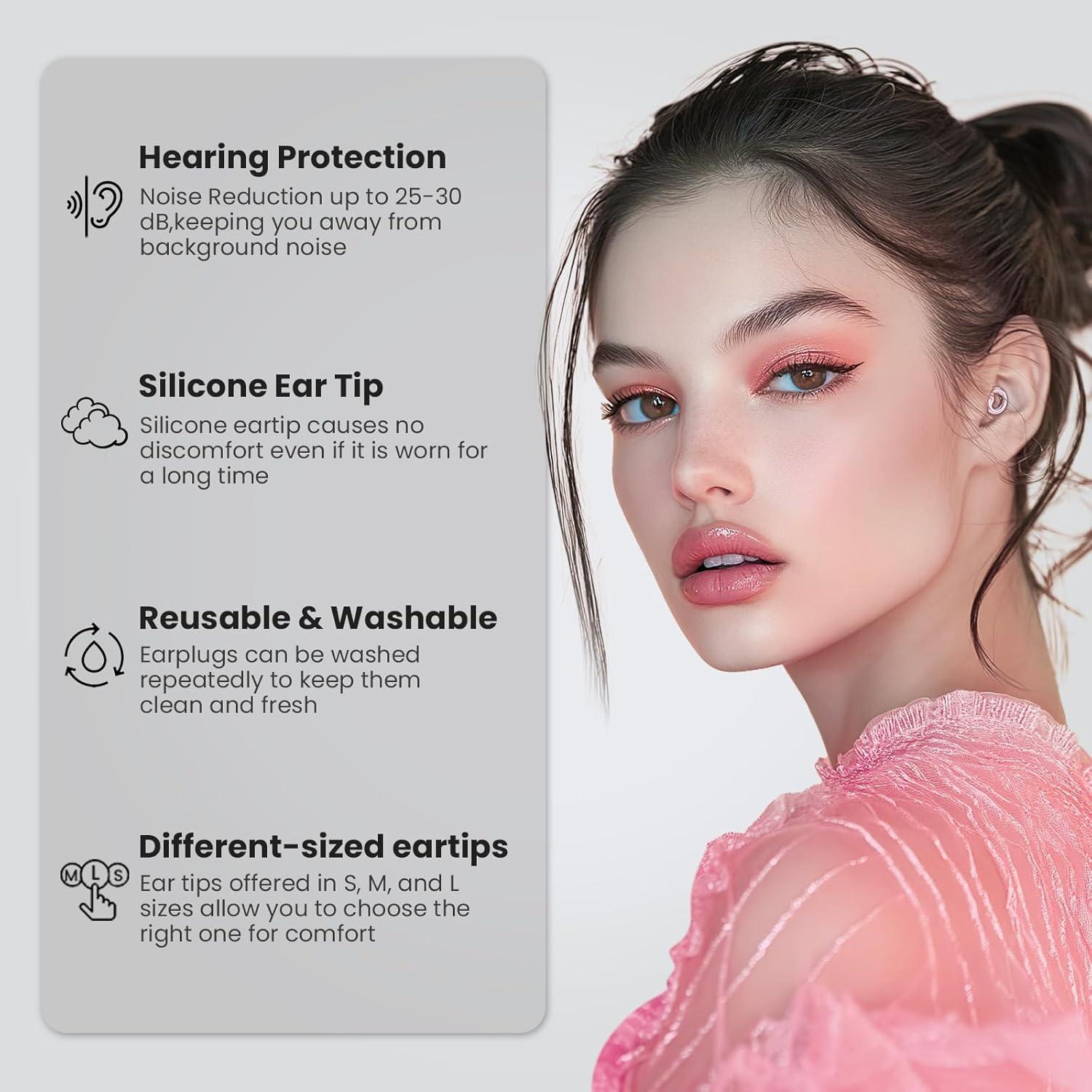 Tapones para oídos JUSTRVN PNC226 Rosa - 2 pares reutilizables