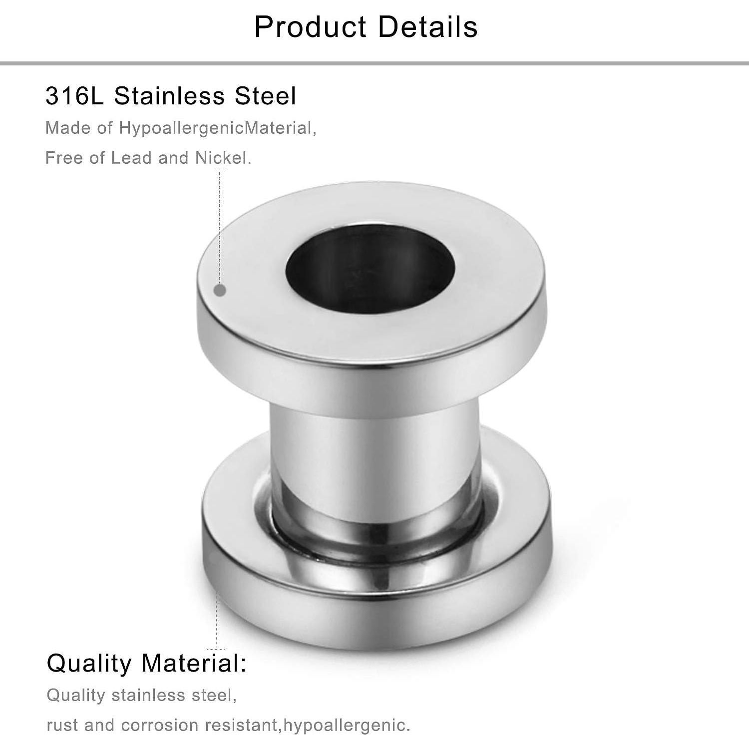 Kit de Tapones para Orejas Lcolyoli Acero Quirúrgico 12 Piezas 2G