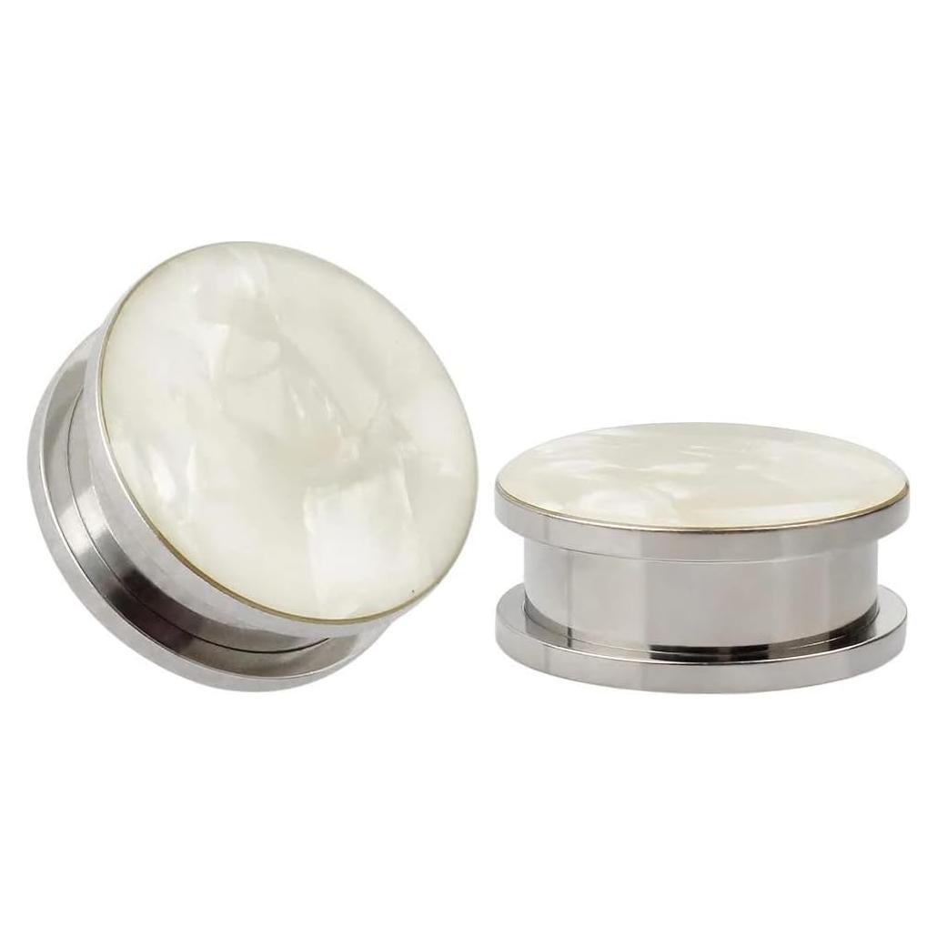 Tapones de Concha de Mar Blanca KUBOOZ Acero Inoxidable 2G