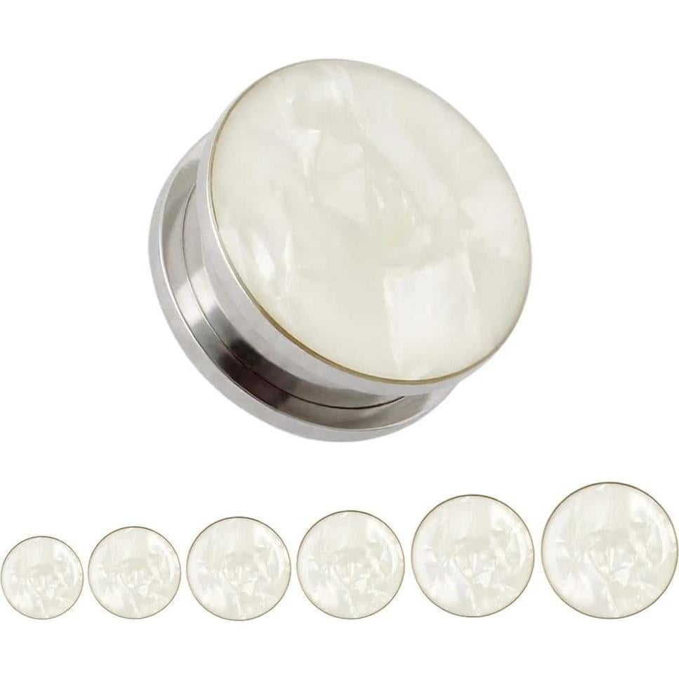 Tapones de Concha de Mar Blanca KUBOOZ Acero Inoxidable 2G
