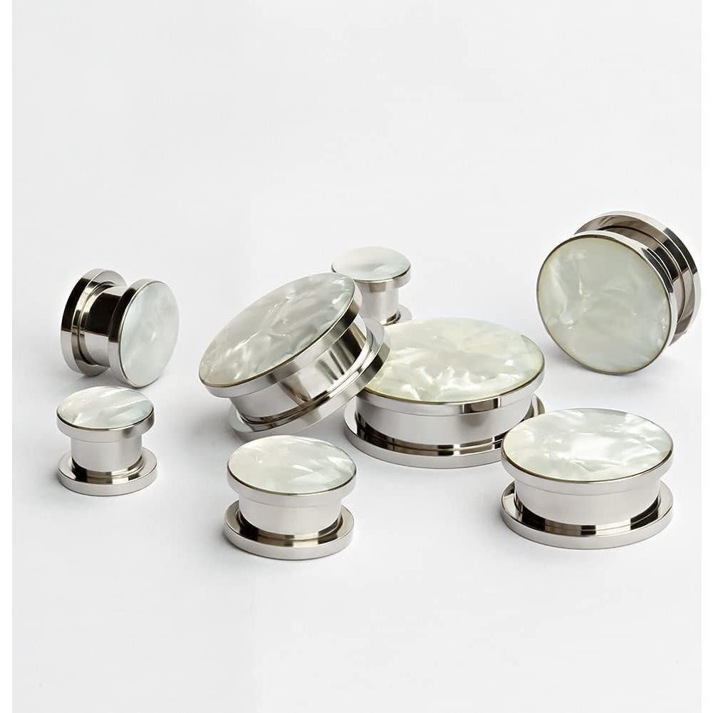 Tapones de Concha de Mar Blanca KUBOOZ Acero Inoxidable 2G