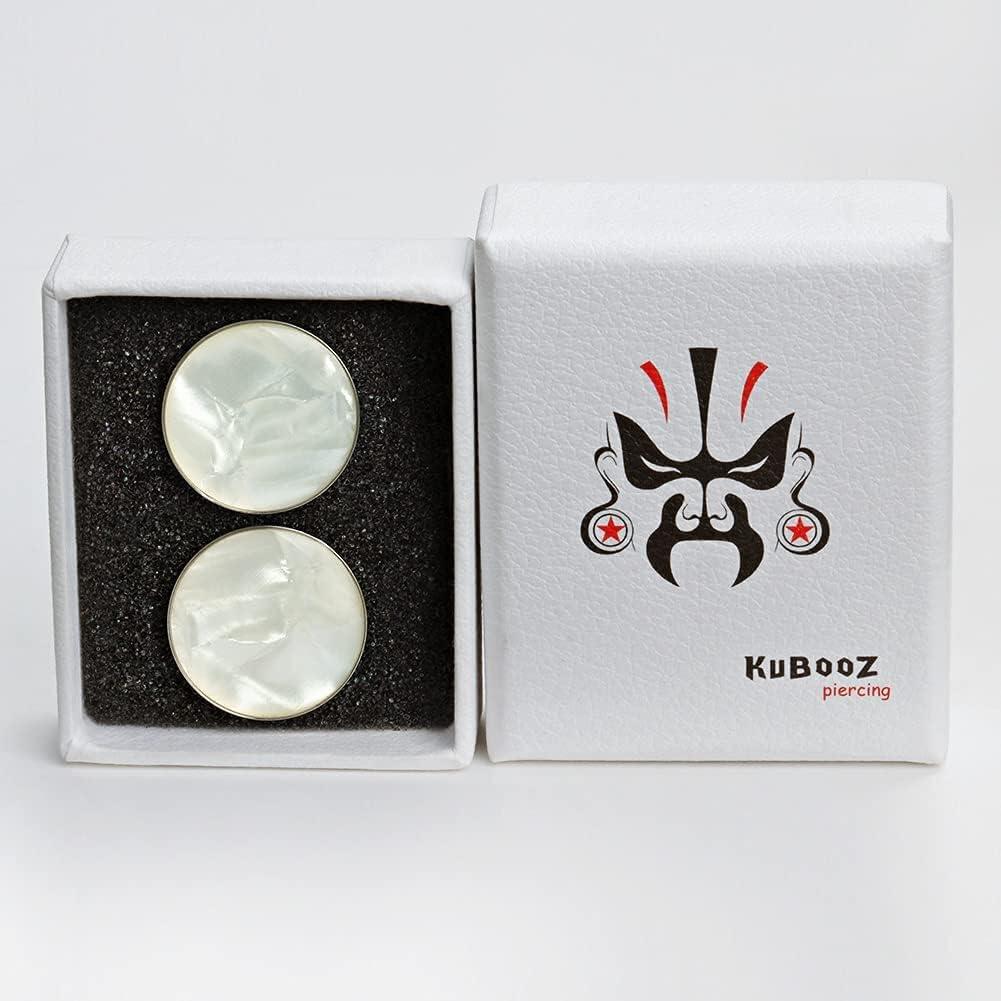 Tapones de Concha de Mar Blanca KUBOOZ Acero Inoxidable 2G