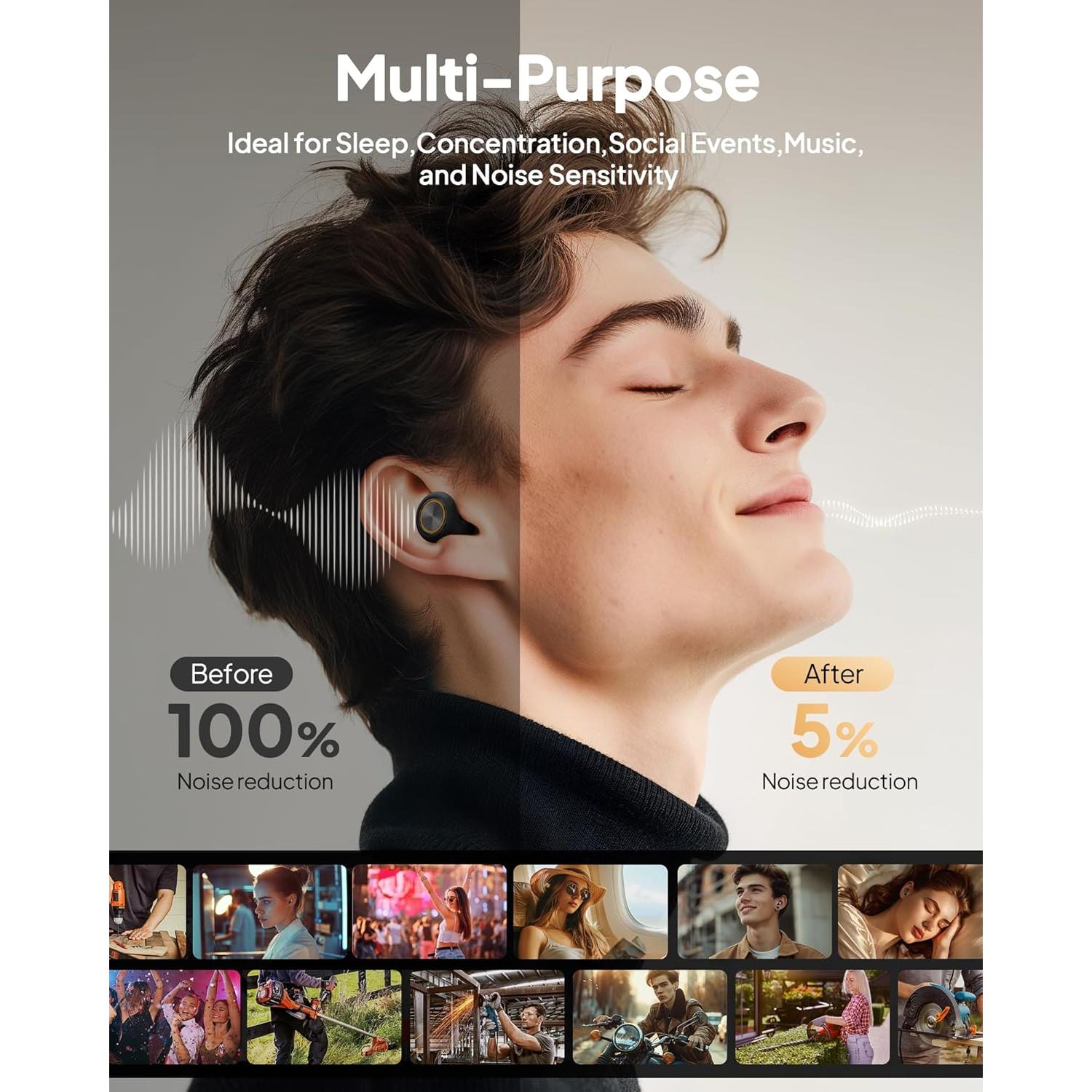 Tapones para oídos Zephronic Y27, silicona, 8 puntas, 45dB