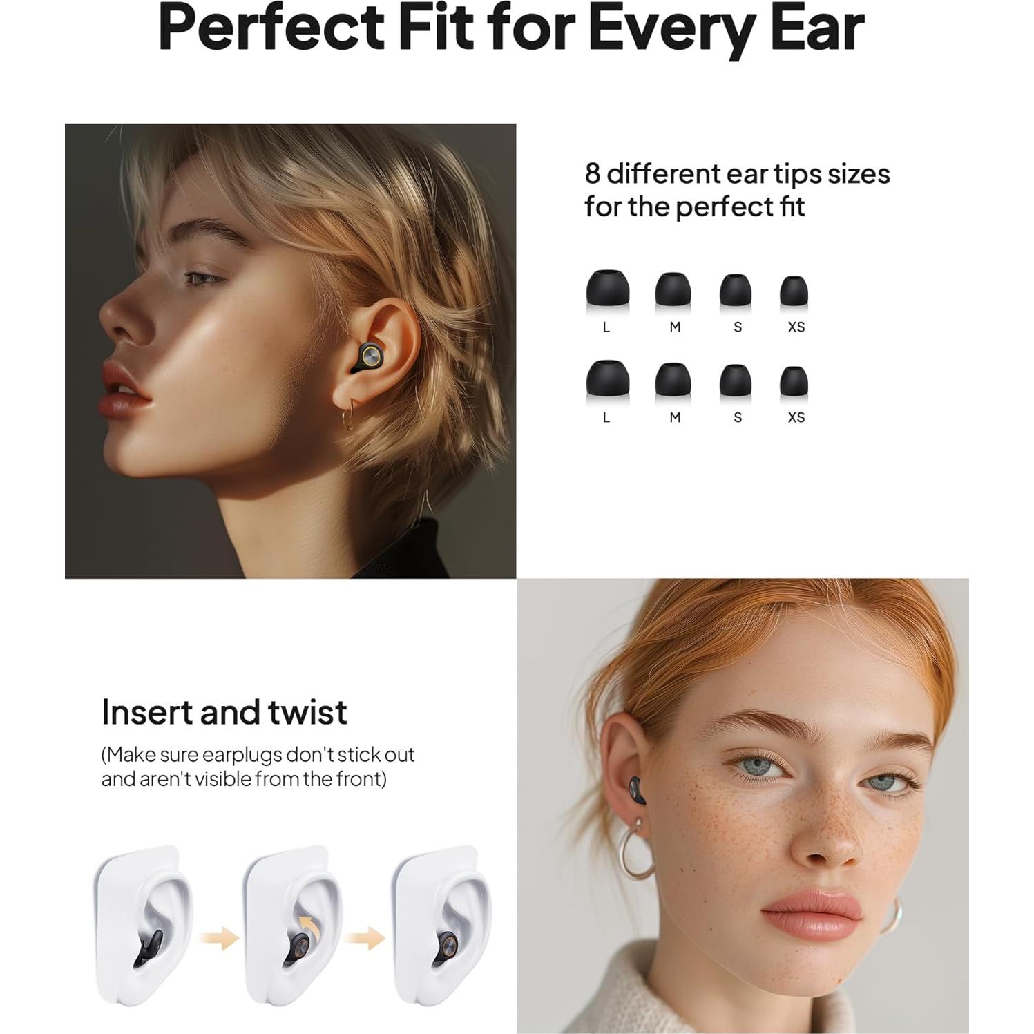 Tapones para oídos Zephronic Y27, silicona, 8 puntas, 45dB