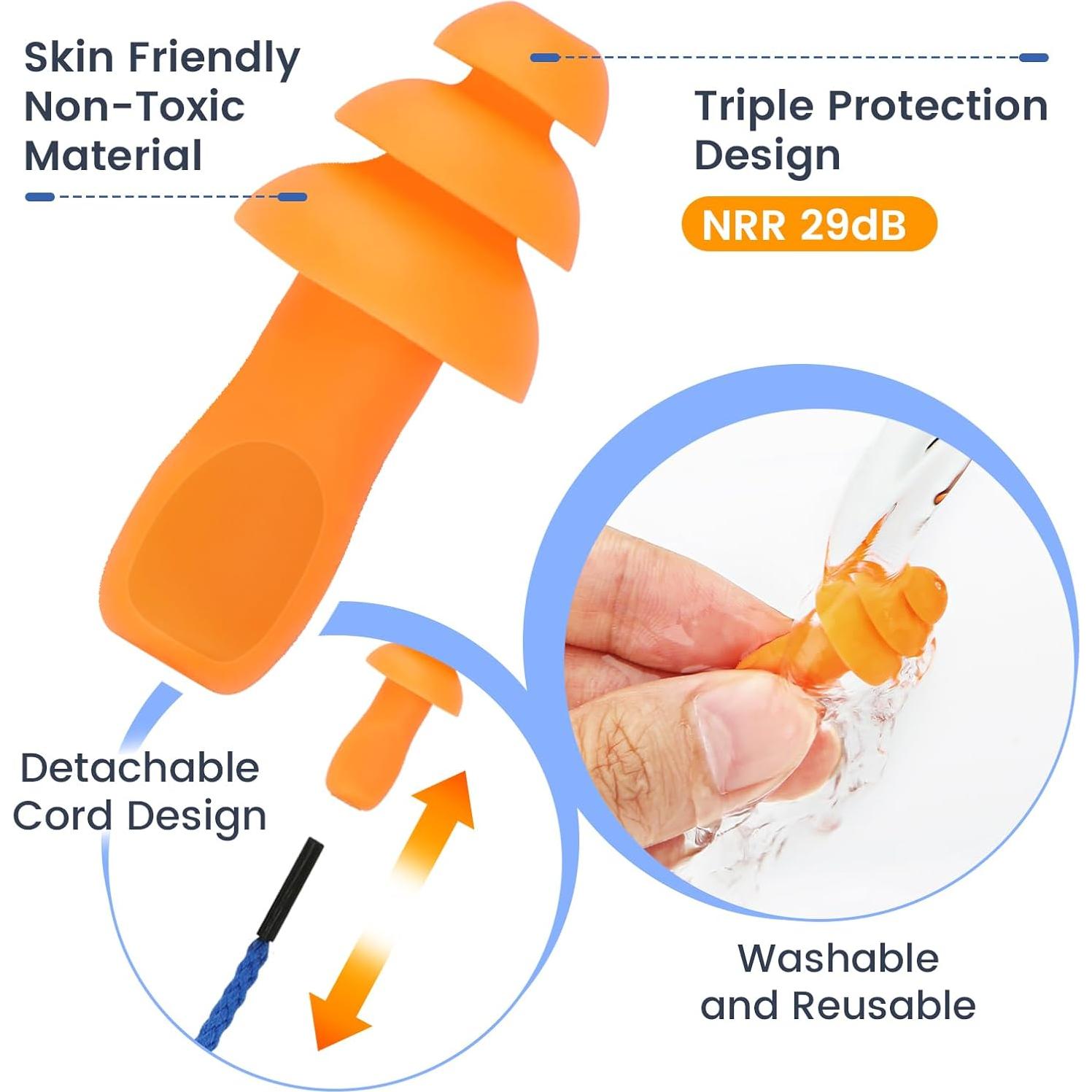 Tapones de Silicona Neeofnt 10 Pares Protección Auditiva