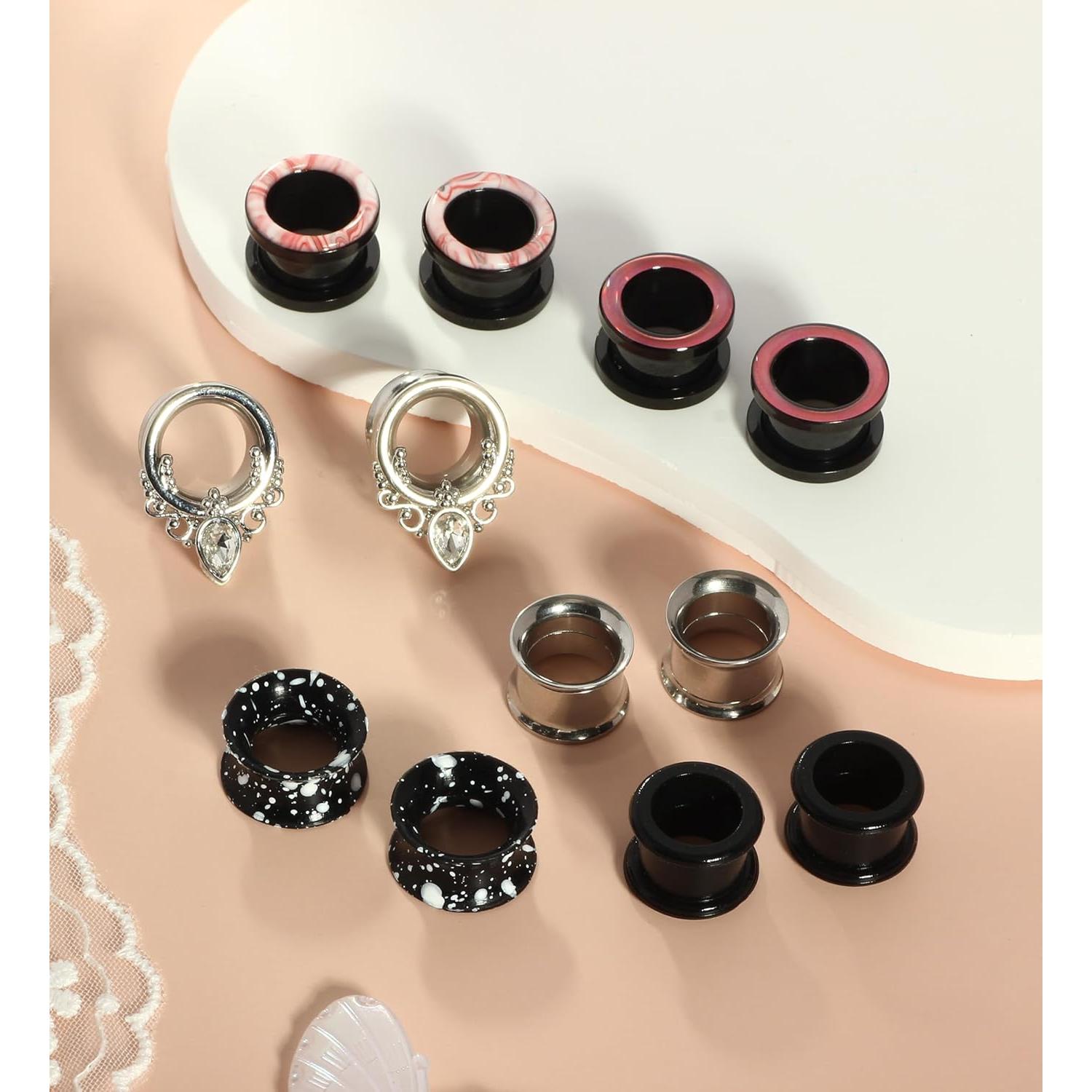 Medidores de Oreja Acero Inoxidable TIANCI Set 8 Piezas 0g 00g 1/2''