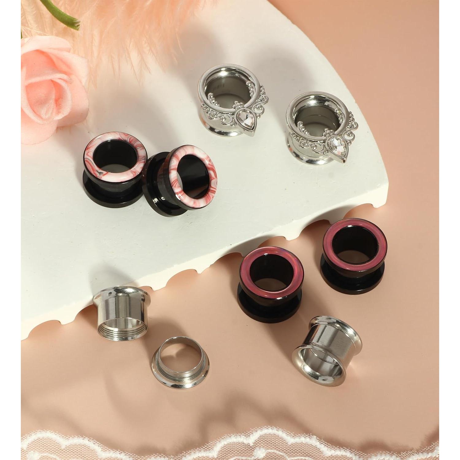 Medidores de Oreja Acero Inoxidable TIANCI Set 8 Piezas 0g 00g 1/2''