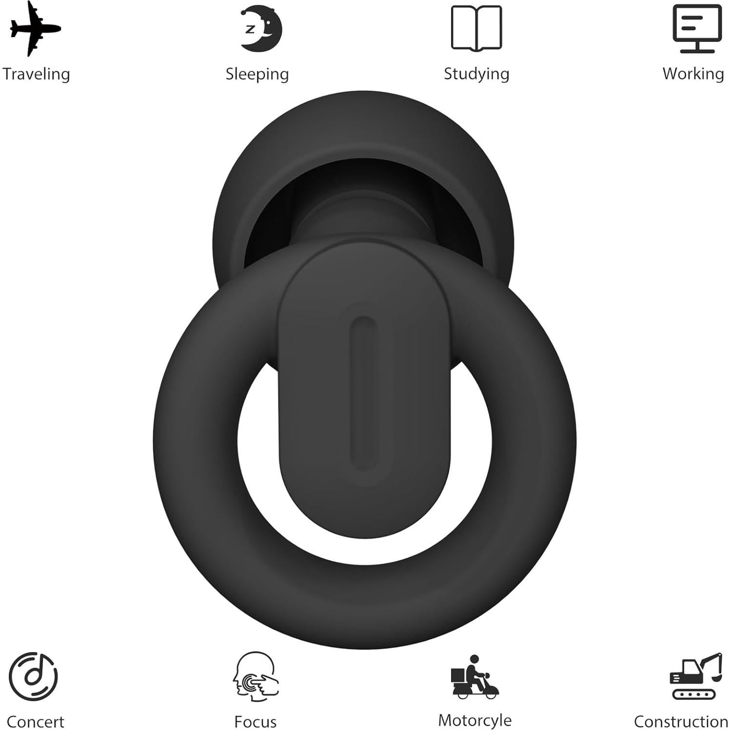 Ear Plugs for Sleeping Noise Cancelling, Reusable Earplugs for Noise Reduction, Soft Silicone Hearing Protection Ear Plugs for Sleep, Work, Noise Sensitivity, Study, Snoring, Concert 30-35dB