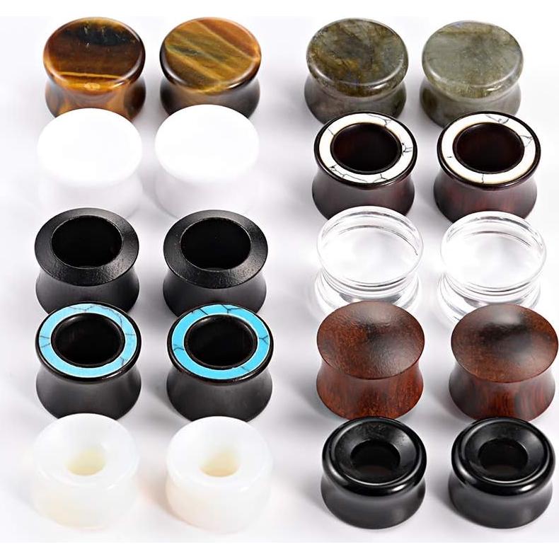 TBOSEN Conjunto 10 Pares Tapones de Oído Piedra Mixta 8-16mm