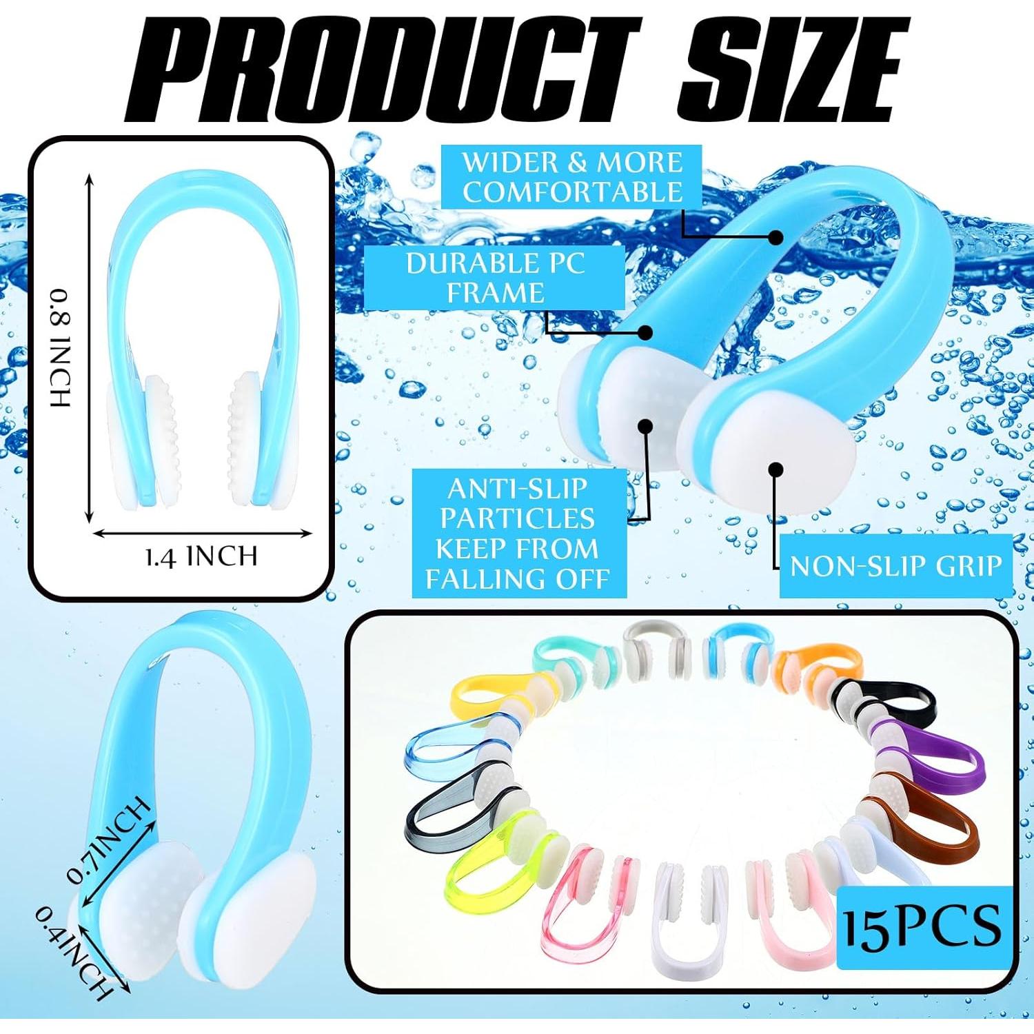 15 Juegos de Clips Nasales y Tapones para Oídos Saysurey