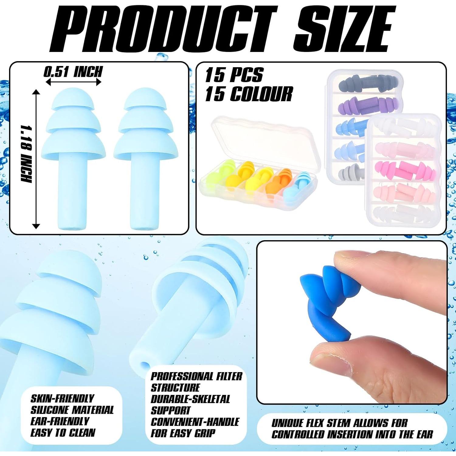 15 Juegos de Clips Nasales y Tapones para Oídos Saysurey