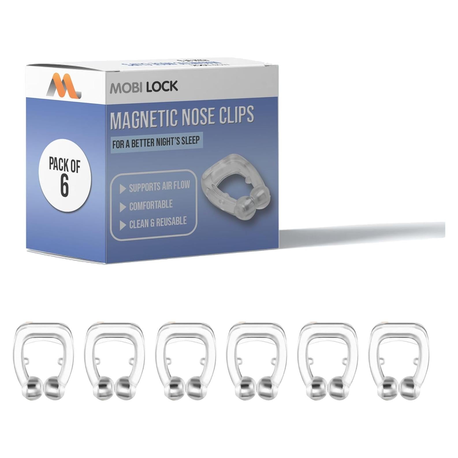 Paquete de 6 Clips Nasales Magnéticos Mobi Lock - Silicona Reutilizable
