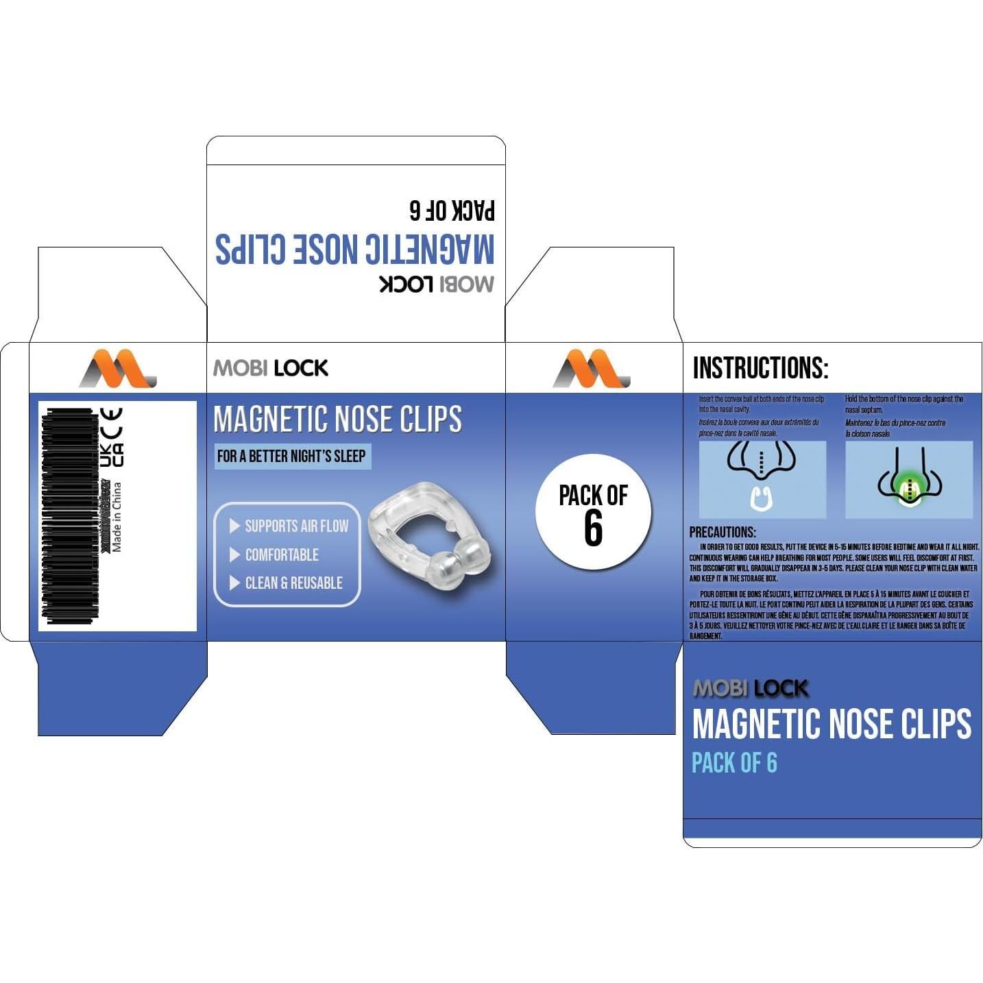 Paquete de 6 Clips Nasales Magnéticos Mobi Lock - Silicona Reutilizable