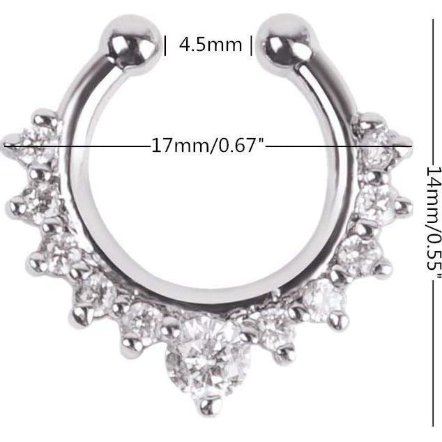 Aros Falsos de Septum Vantiy 6 Piezas con Rhinestone