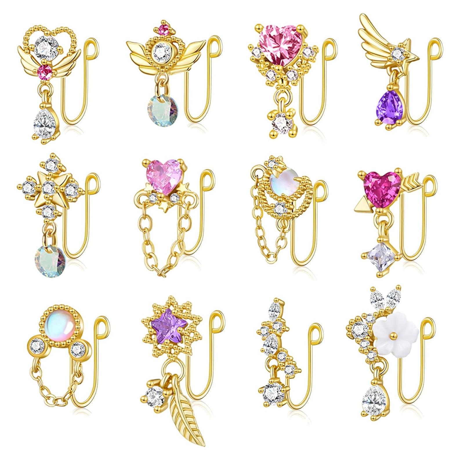 Anillos de Nariz Falsos PLOMFOV 12 Piezas para Mujeres