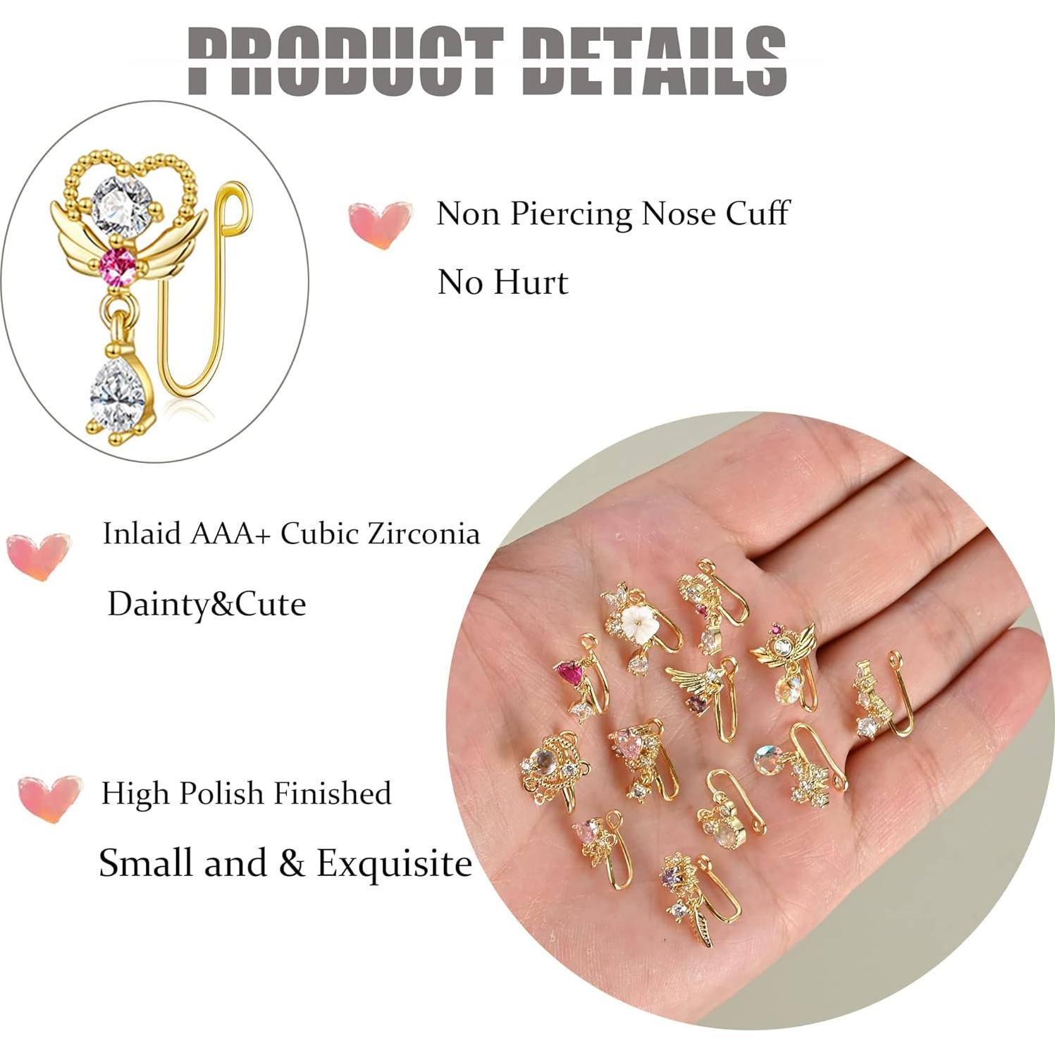 Anillos de Nariz Falsos PLOMFOV 12 Piezas para Mujeres