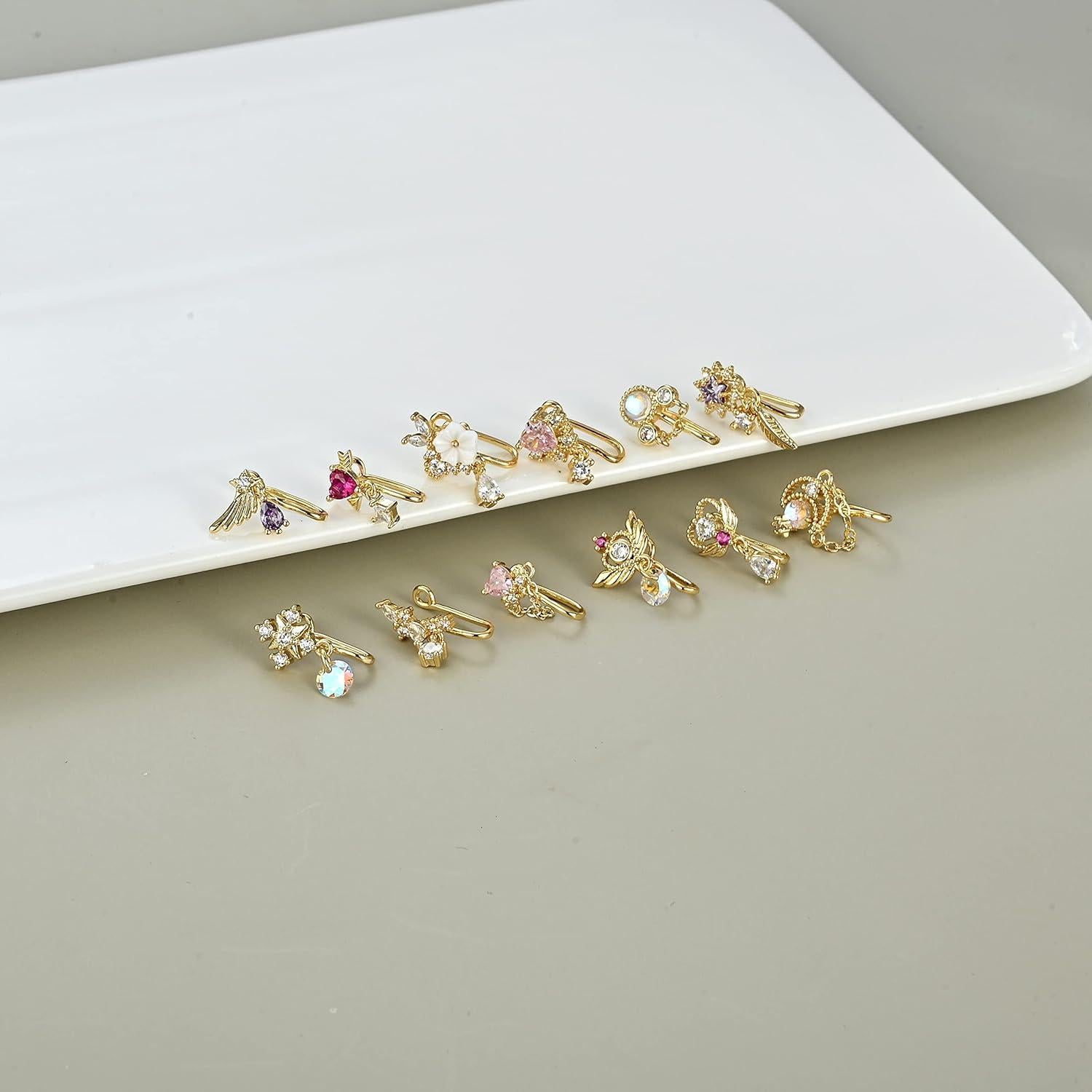 Anillos de Nariz Falsos PLOMFOV 12 Piezas para Mujeres