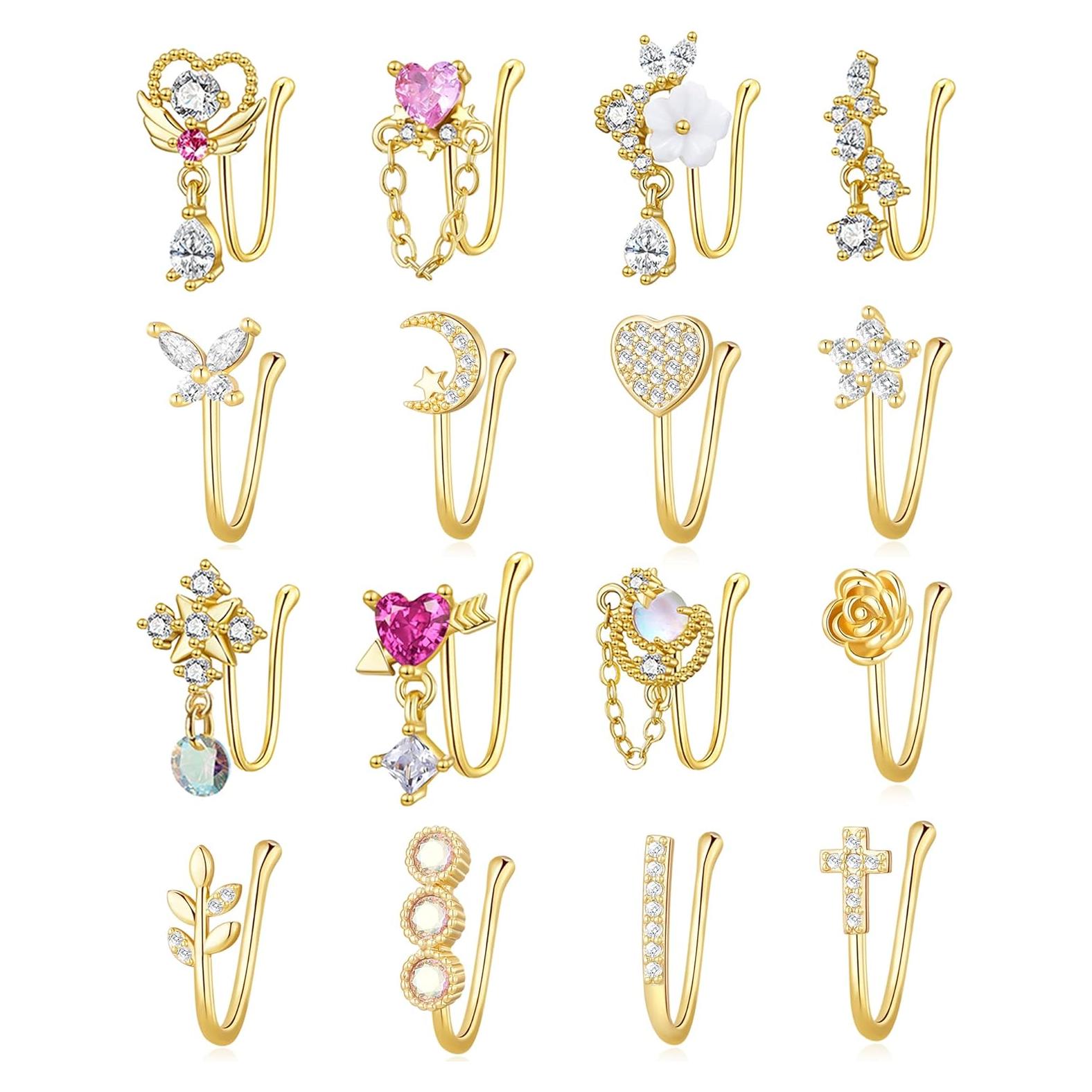 Conjunto 16 Anillos de Nariz Falsos PLOMFOV para Mujeres