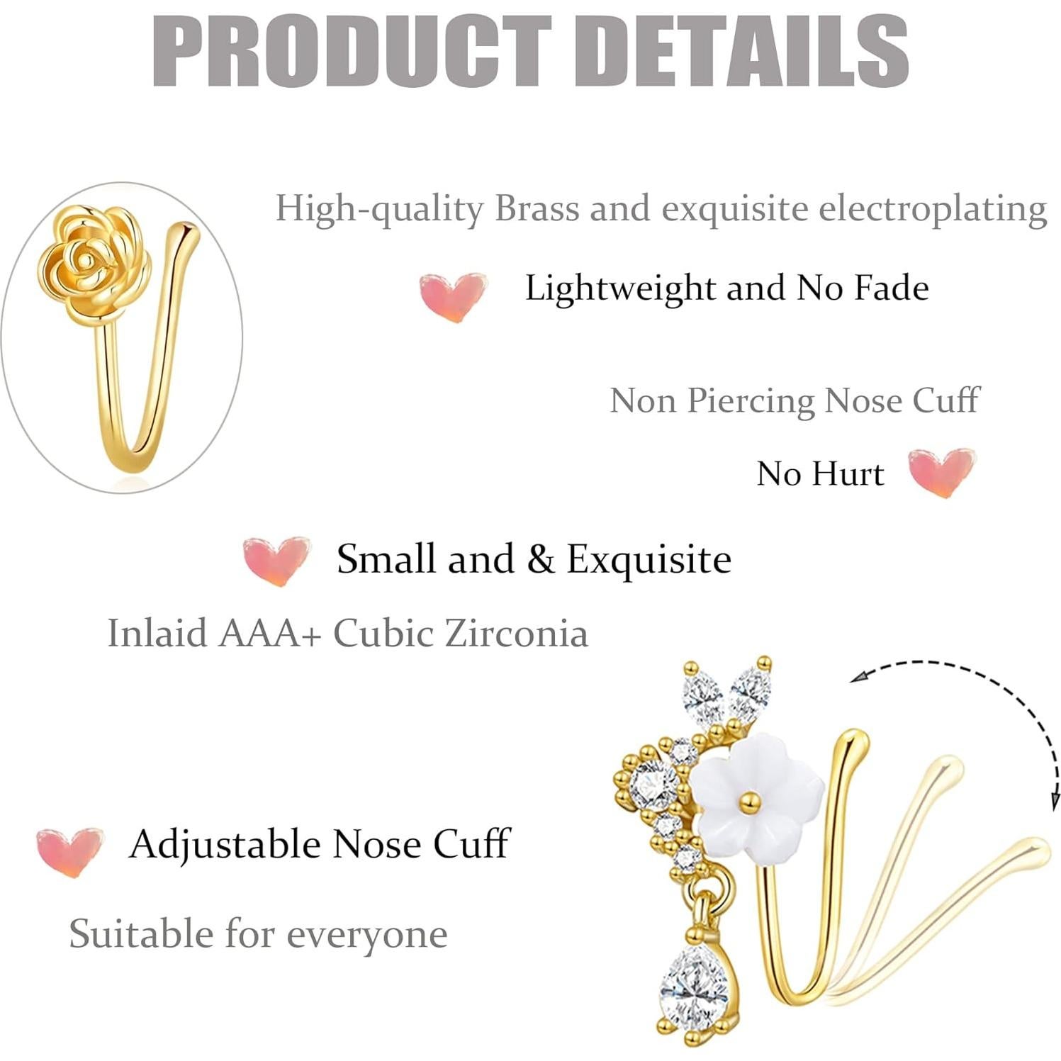 Conjunto 16 Anillos de Nariz Falsos PLOMFOV para Mujeres