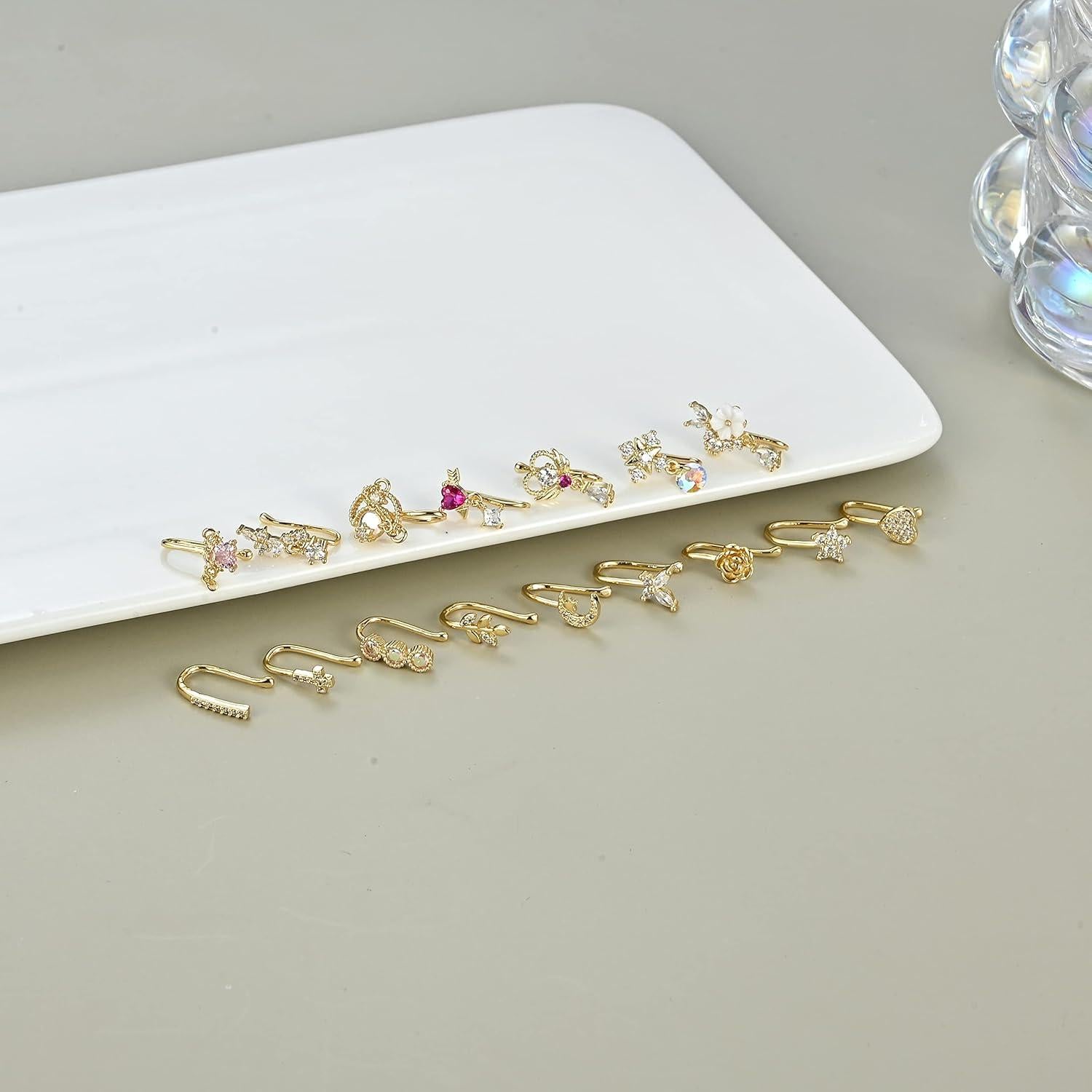 Conjunto 16 Anillos de Nariz Falsos PLOMFOV para Mujeres