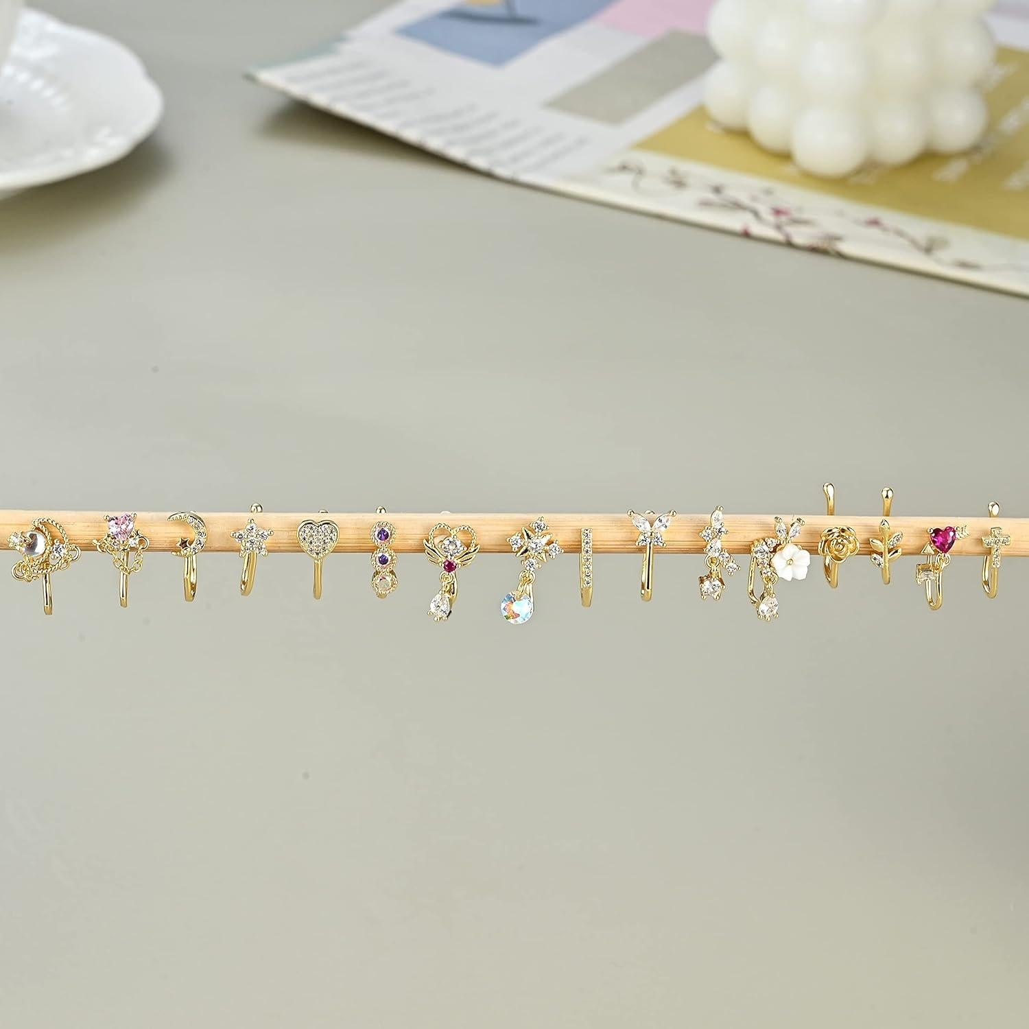 Conjunto 16 Anillos de Nariz Falsos PLOMFOV para Mujeres