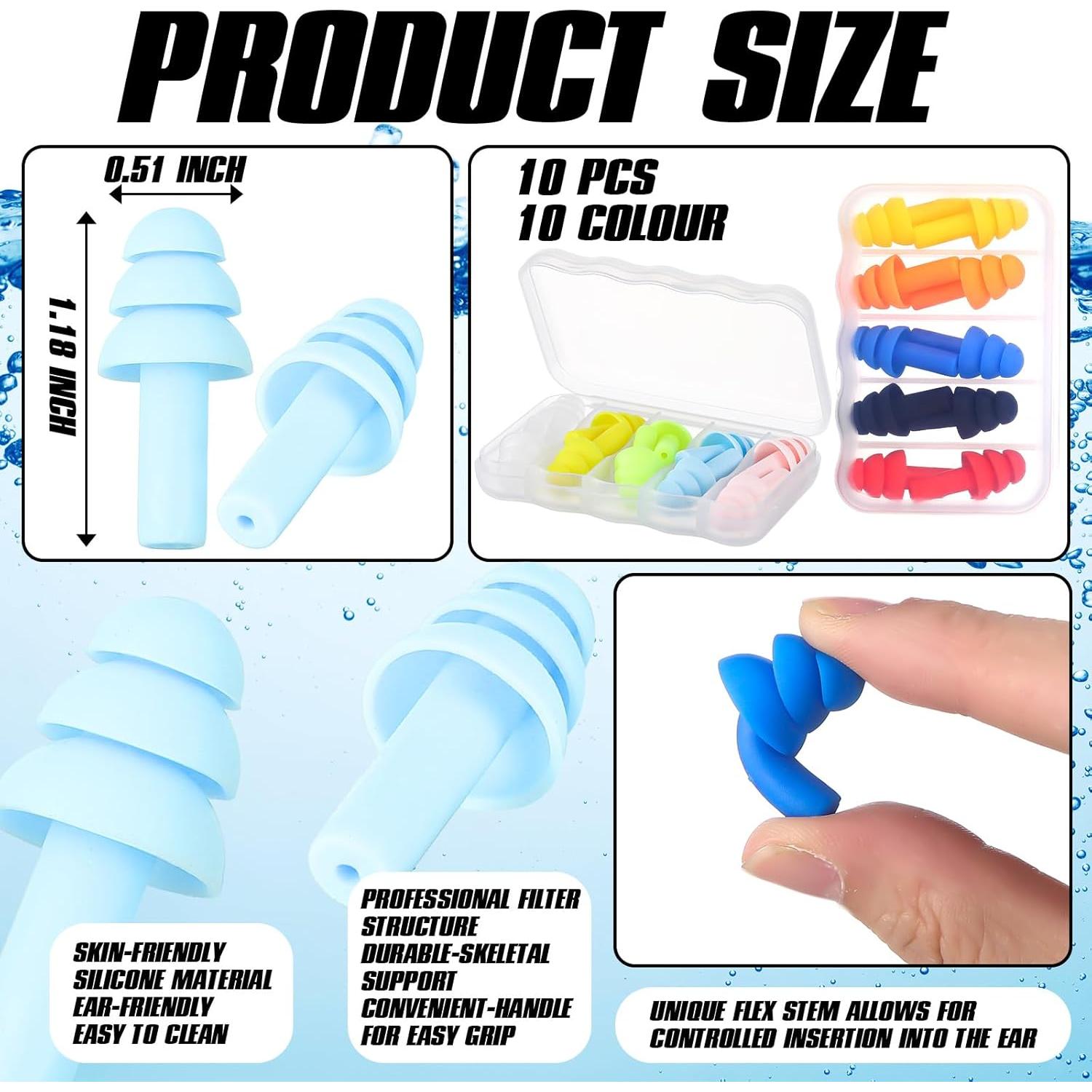10 Clips de Nariz y Tapones para Oídos Seenelling Accesorios Natación