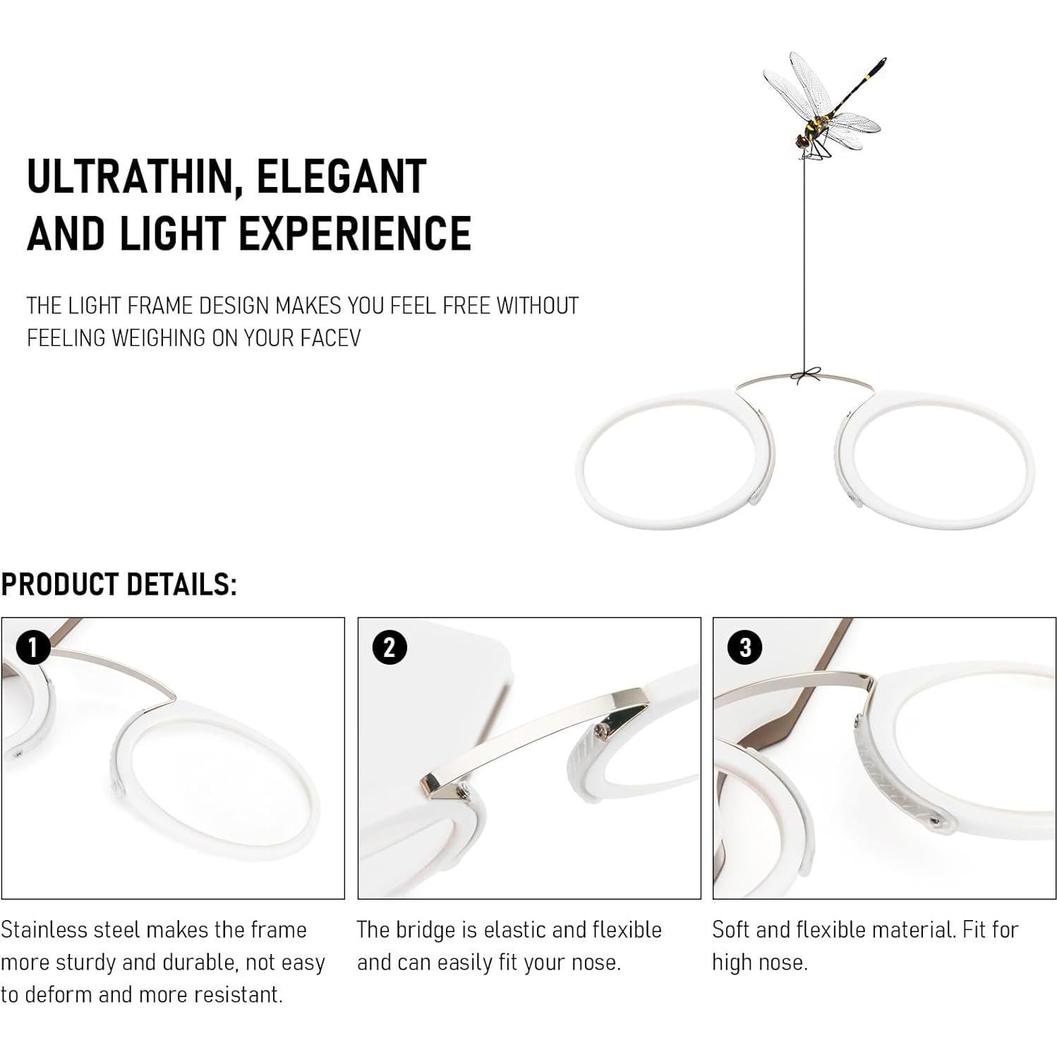 Gafas de lectura unisex YJ 2 Dioptrías marco metal