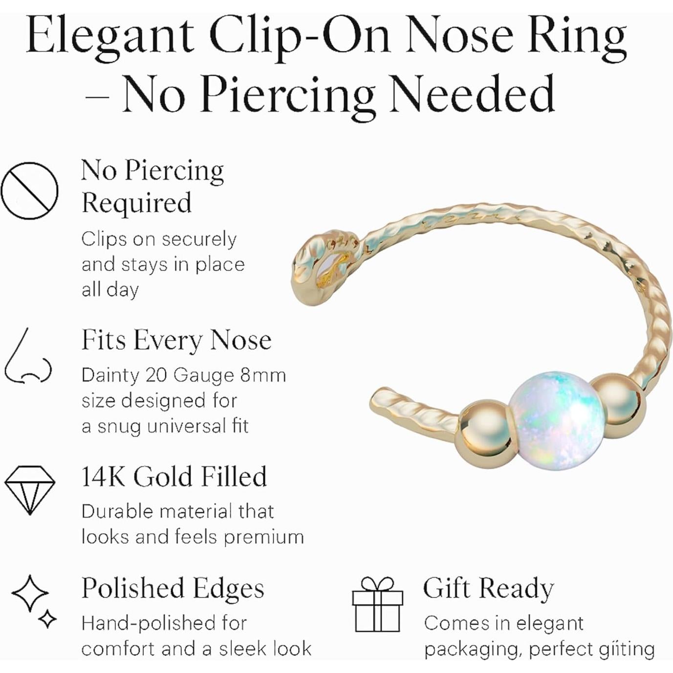 Anillo de Nariz Falso Jolliz 8mm 20G Oro Relleno 14k