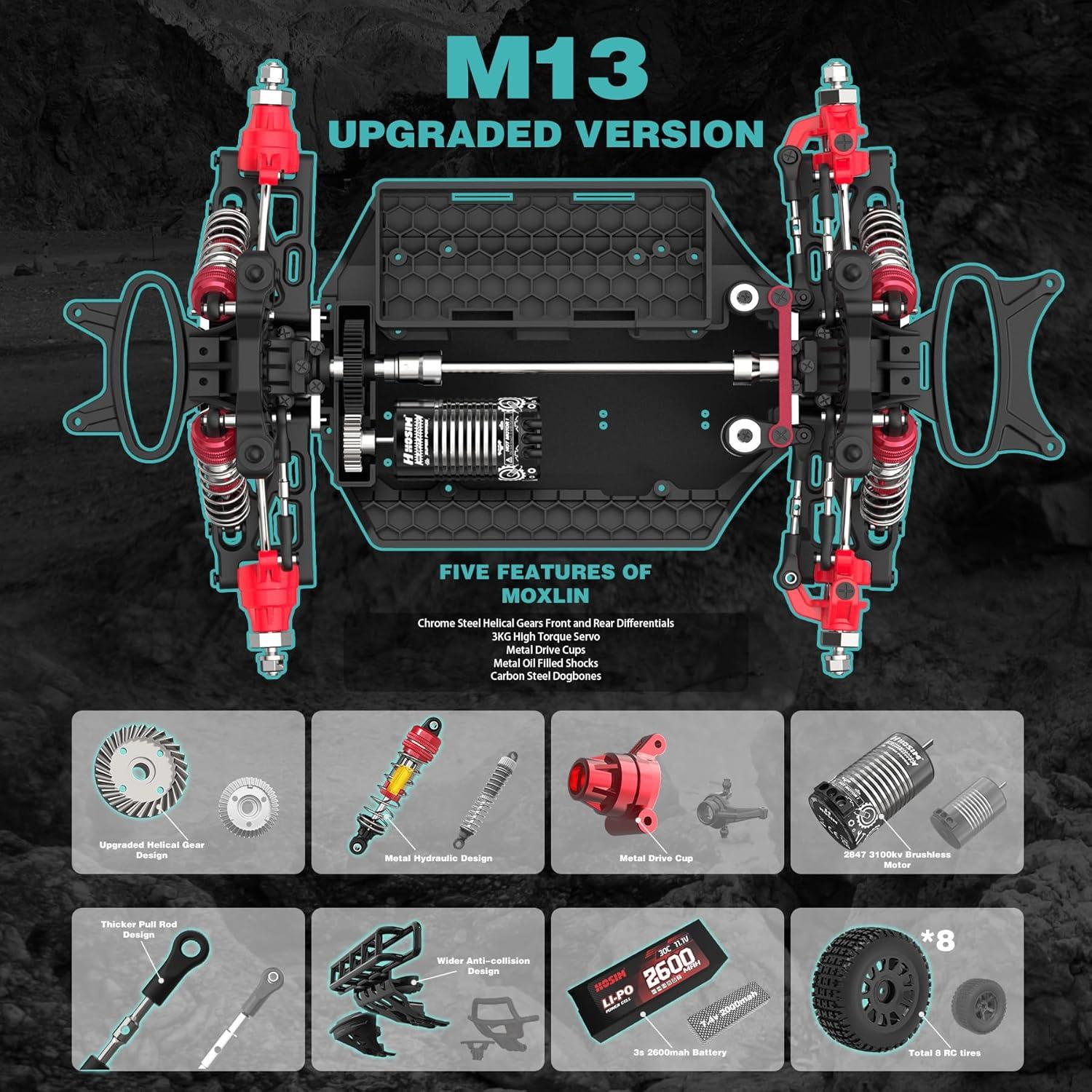 Camión RC Hosim 1/14 Brushless 4x4 80km/h Azul