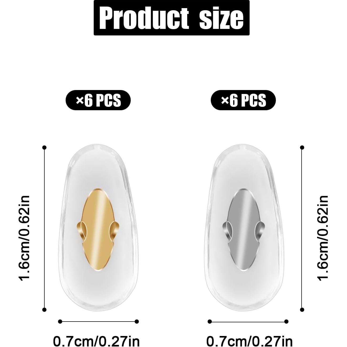 6 Pares Almohadillas Nasales Repuesto Ray Ban Clip-on Oro Plata