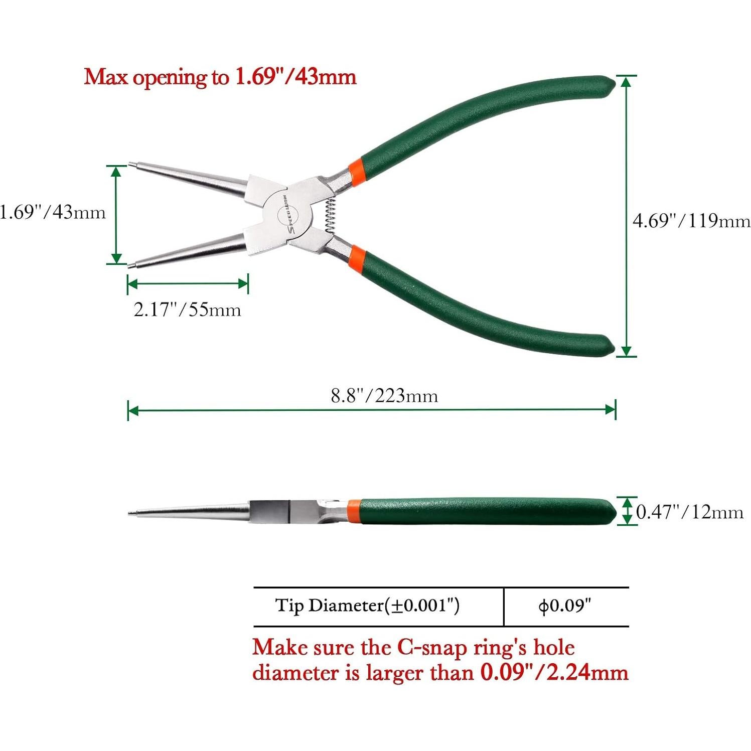 Alicates de Anillo de Snap SPEEDWOX 9" (22.3 cm) Precisión