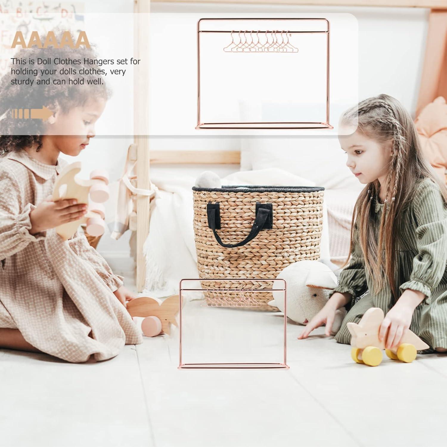 Perchero de Ropa de Muñeca Toddmomy Oro Rosa Hierro 15x12cm