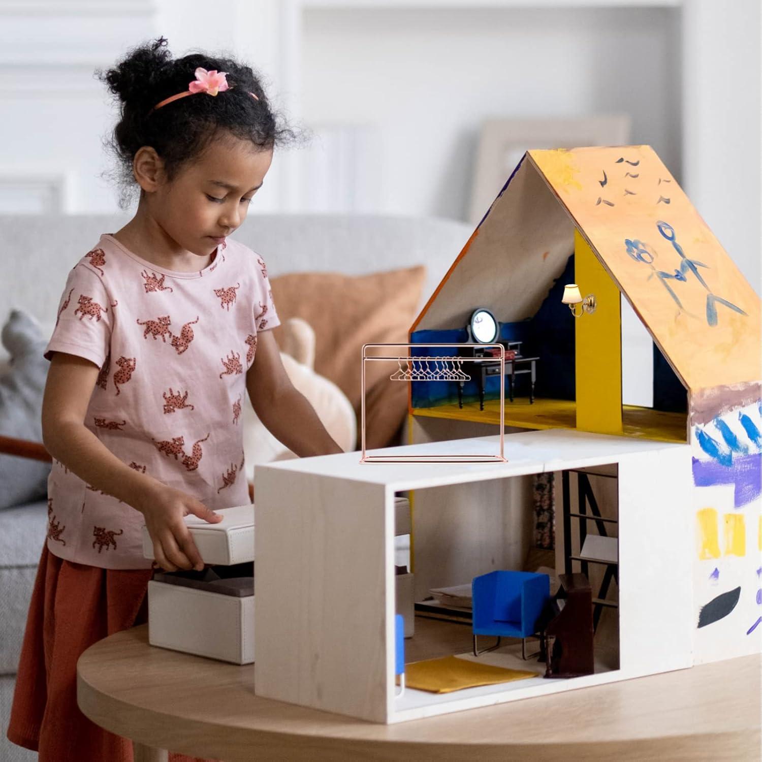 Perchero de Ropa de Muñeca Toddmomy Oro Rosa Hierro 15x12cm