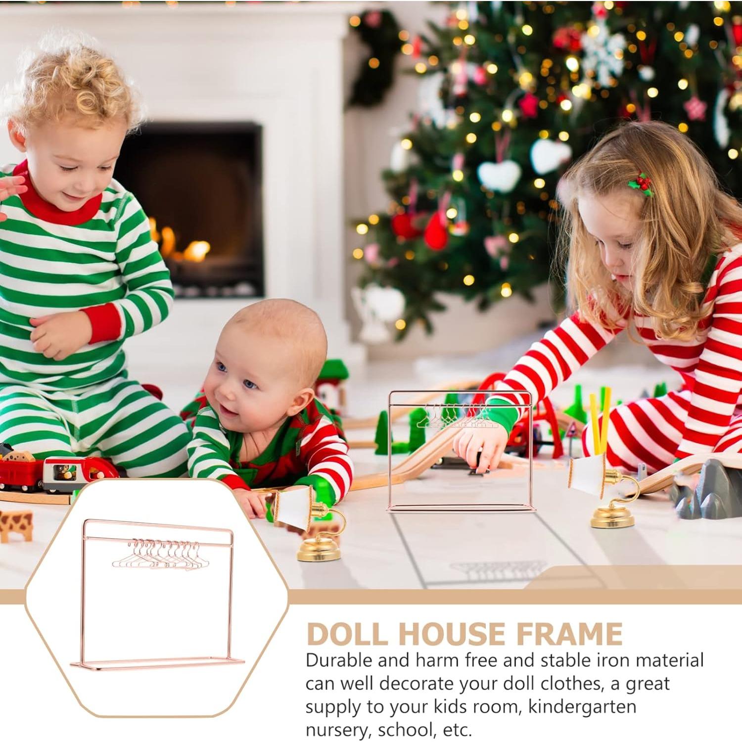 Perchero de Ropa de Muñeca Toddmomy Oro Rosa Hierro 15x12cm