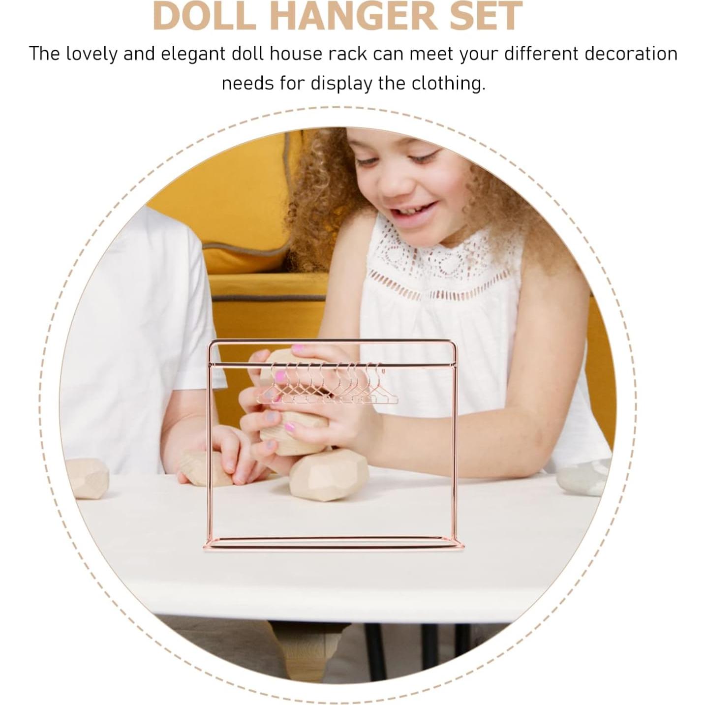 Perchero de Ropa de Muñeca Toddmomy Oro Rosa Hierro 15x12cm