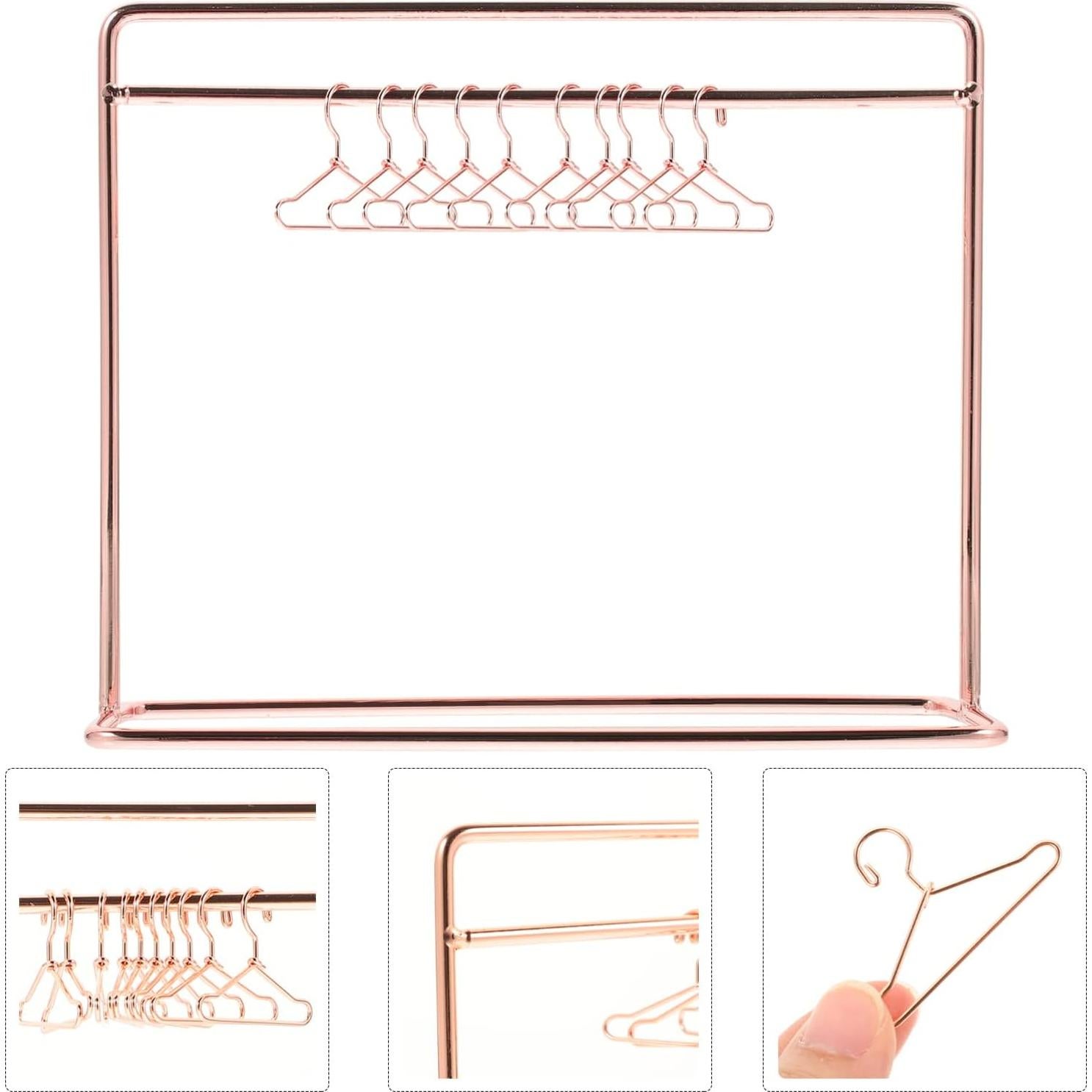 Perchero de Ropa de Muñeca Toddmomy Oro Rosa Hierro 15x12cm