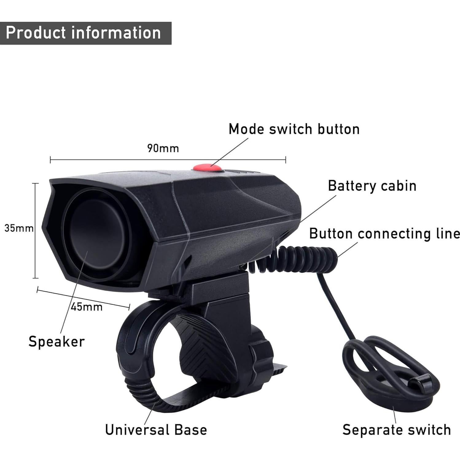 Bocina Eléctrica DAWAY A14 110dB para Bicicleta - 5 Modos