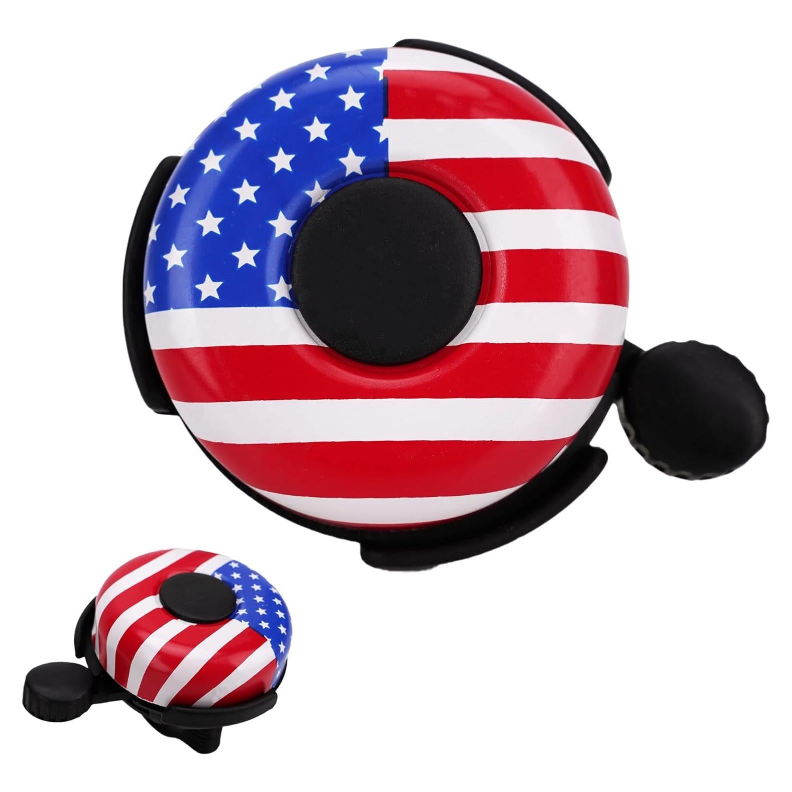 Campana de Bicicleta RidingRush para Niños - Sonido Fuerte, Diseño Bandera Americana