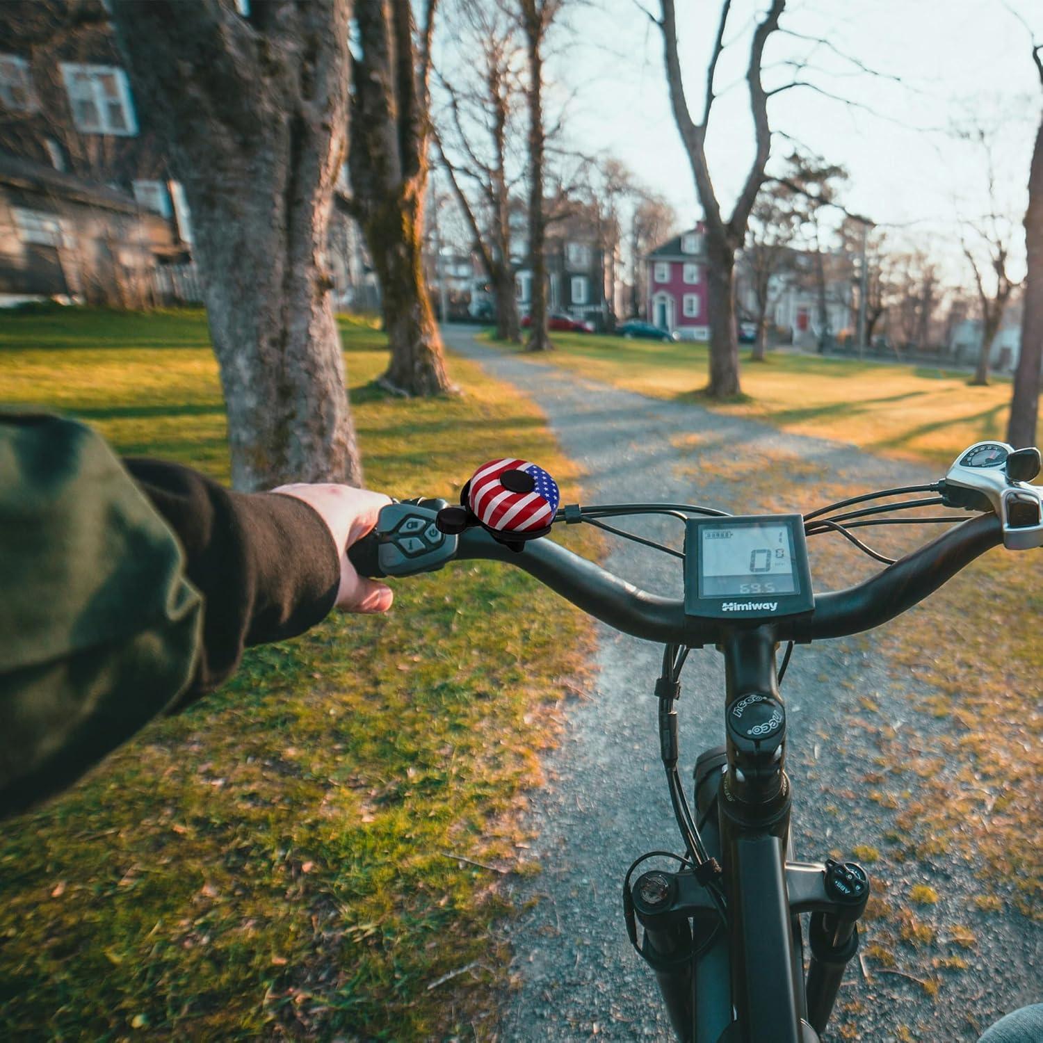 Campana de Bicicleta RidingRush para Niños - Sonido Fuerte, Diseño Bandera Americana