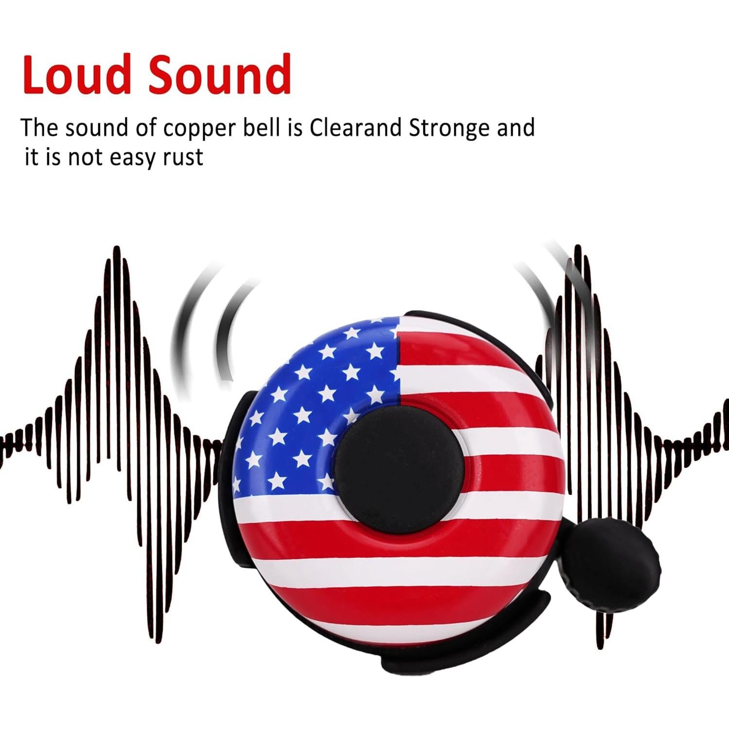 Campana de Bicicleta RidingRush para Niños - Sonido Fuerte, Diseño Bandera Americana