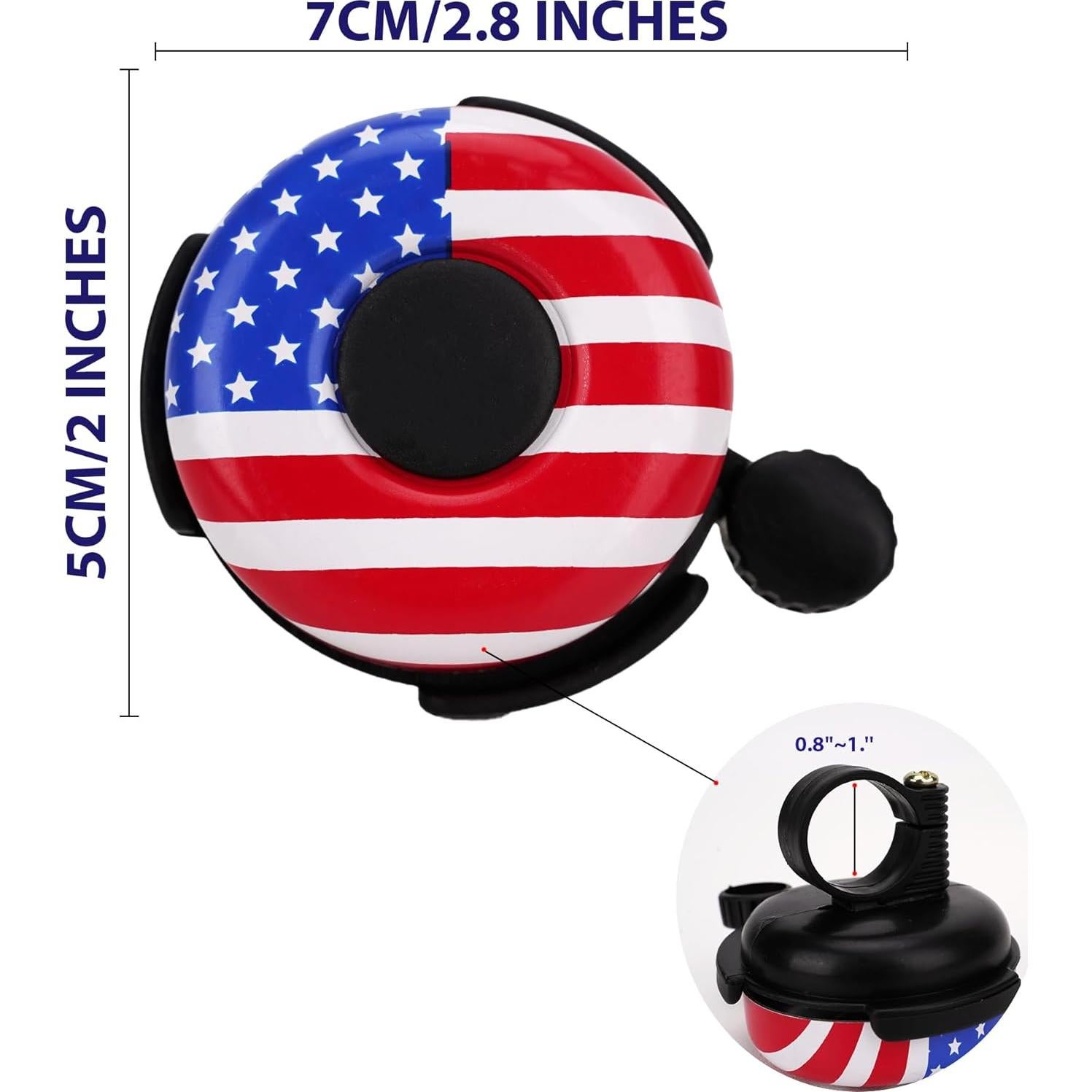 Campana de Bicicleta RidingRush para Niños - Sonido Fuerte, Diseño Bandera Americana