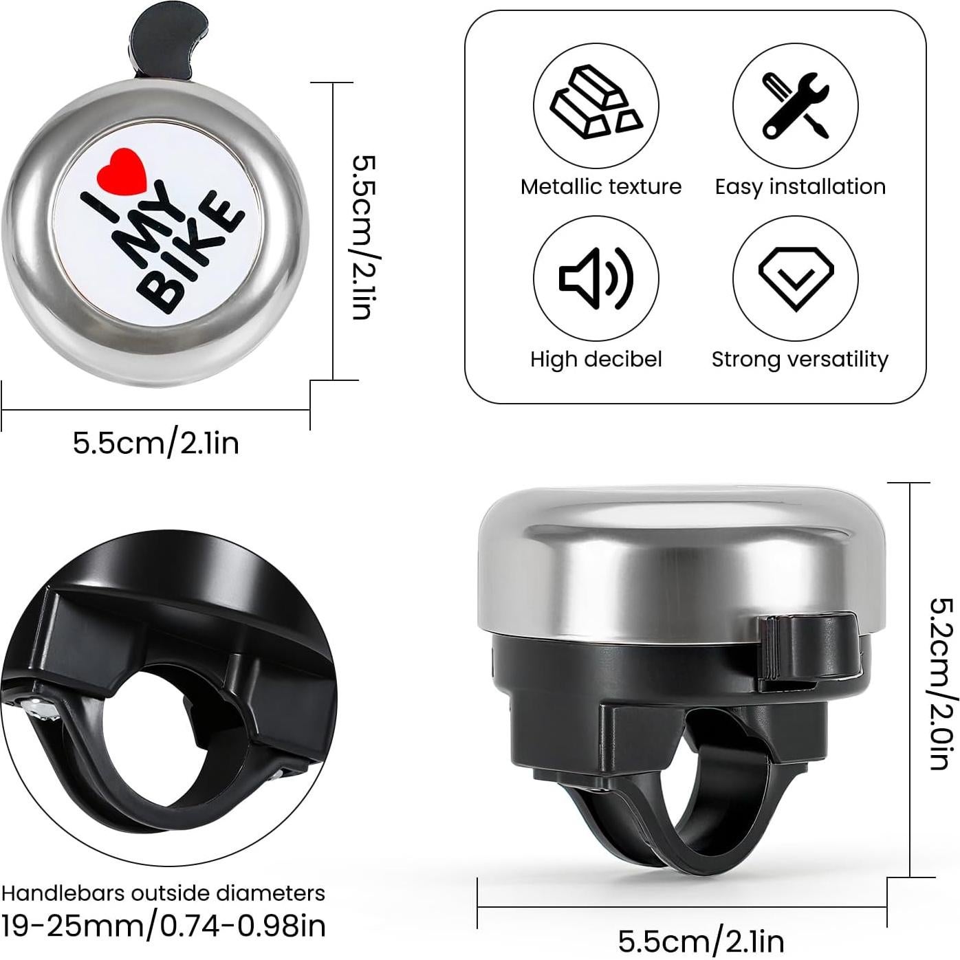 Timbre de Bicicleta TRENDBOX AM-01347 Sonido Fuerte Negro Plata