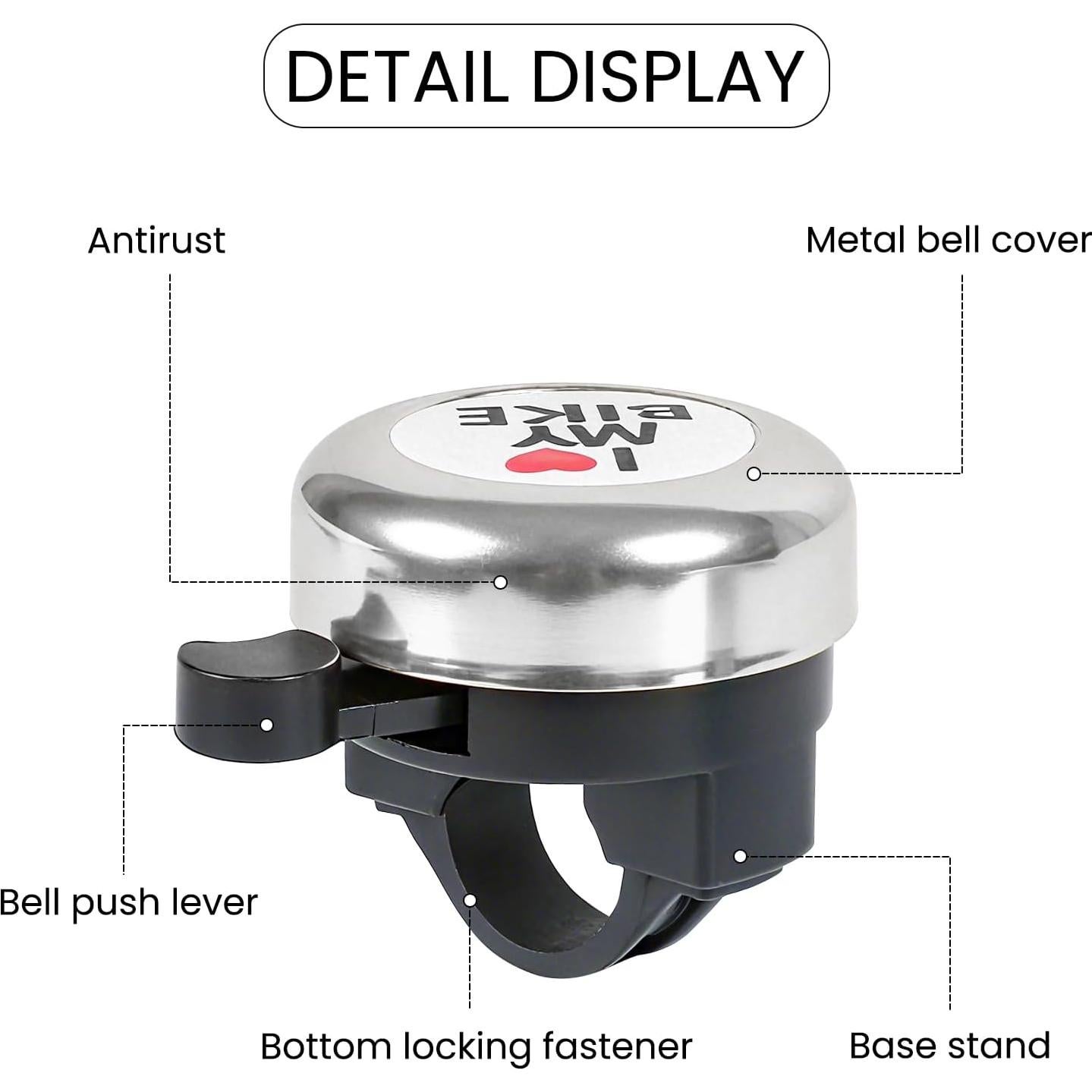 Timbre de Bicicleta TRENDBOX AM-01347 Sonido Fuerte Negro Plata